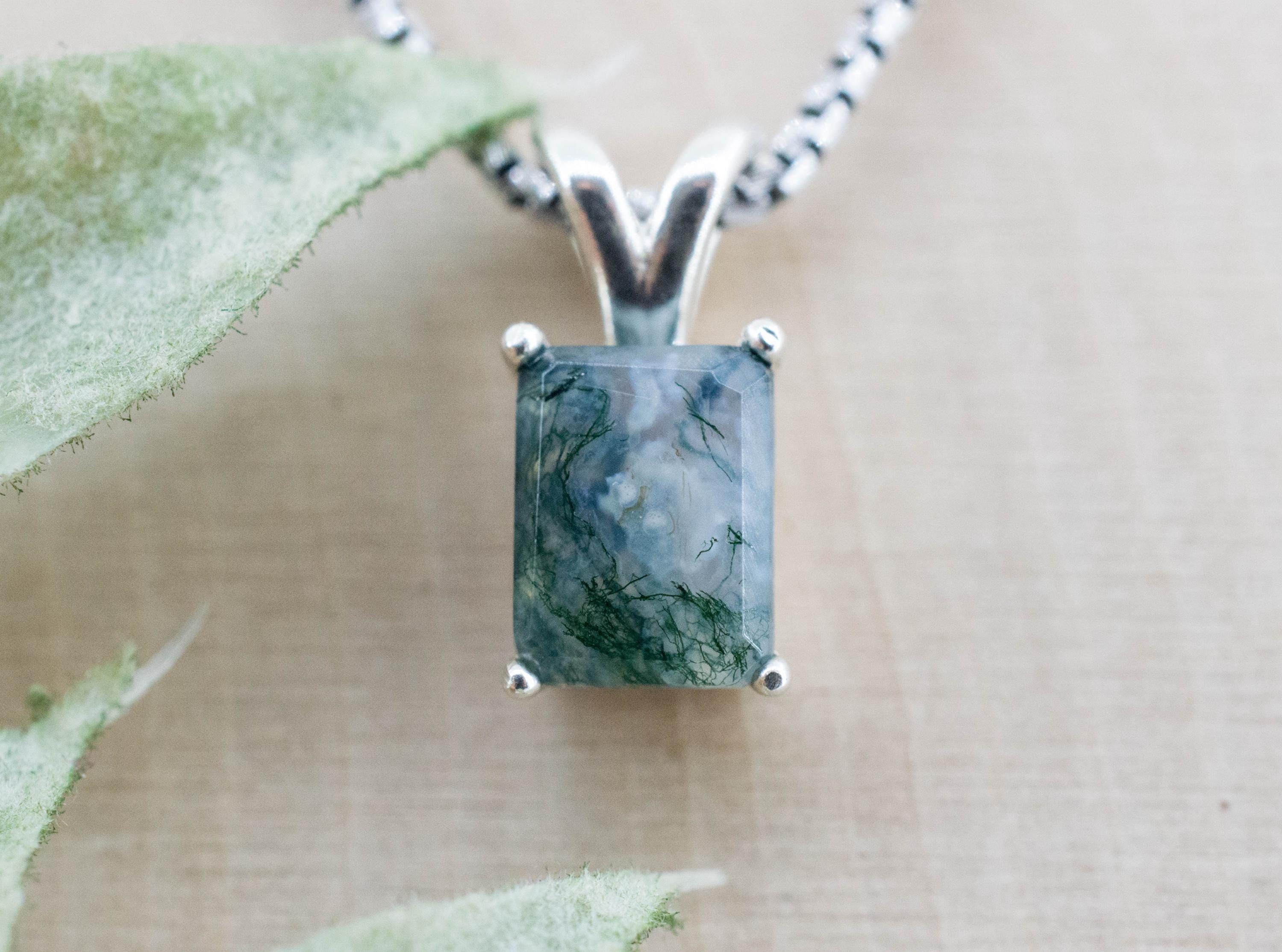 Green Moss Agate Pendant, Natural Untreated India Agate; 1.505cts