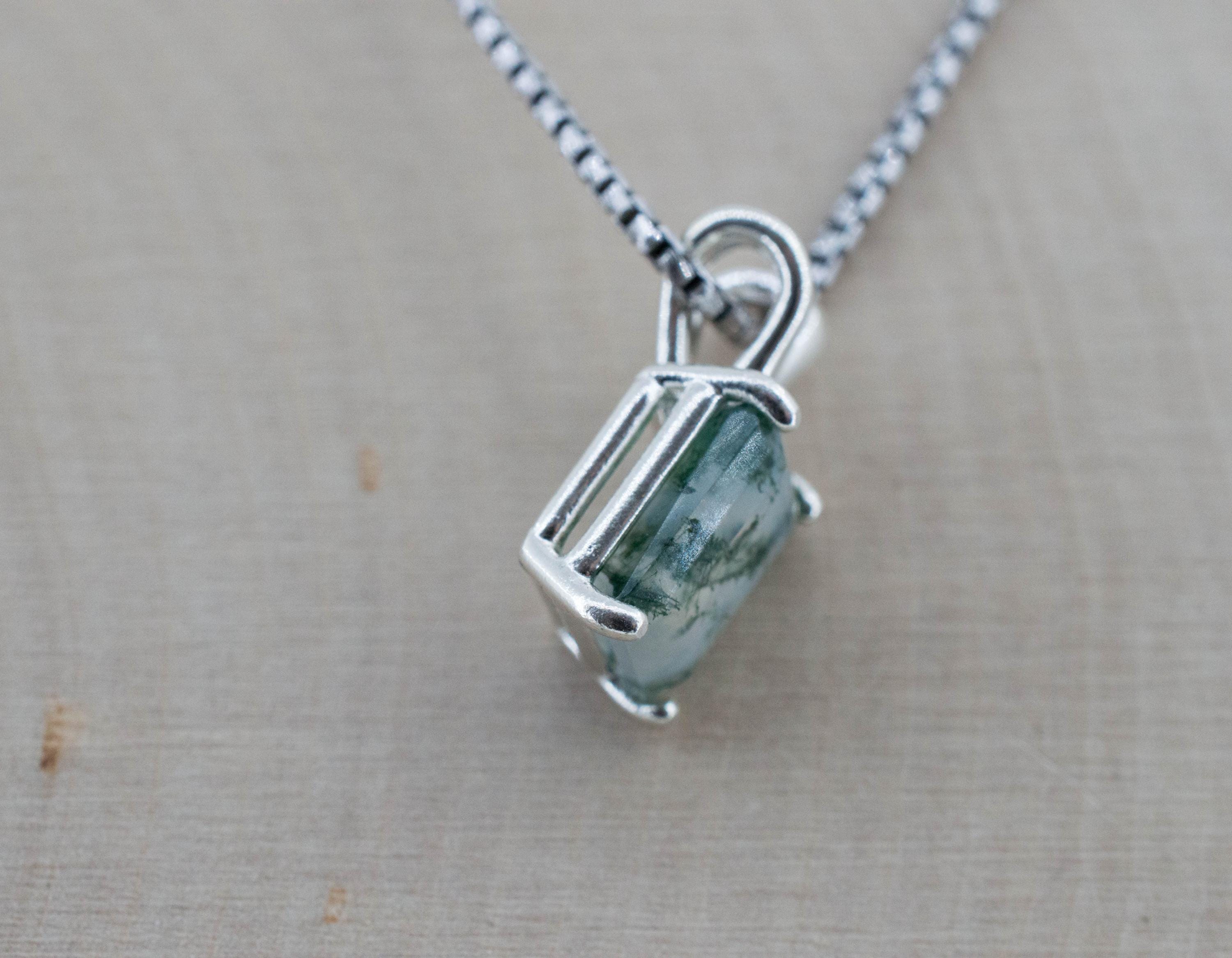 Green Moss Agate Pendant, Natural Untreated India Agate; 2.310cts