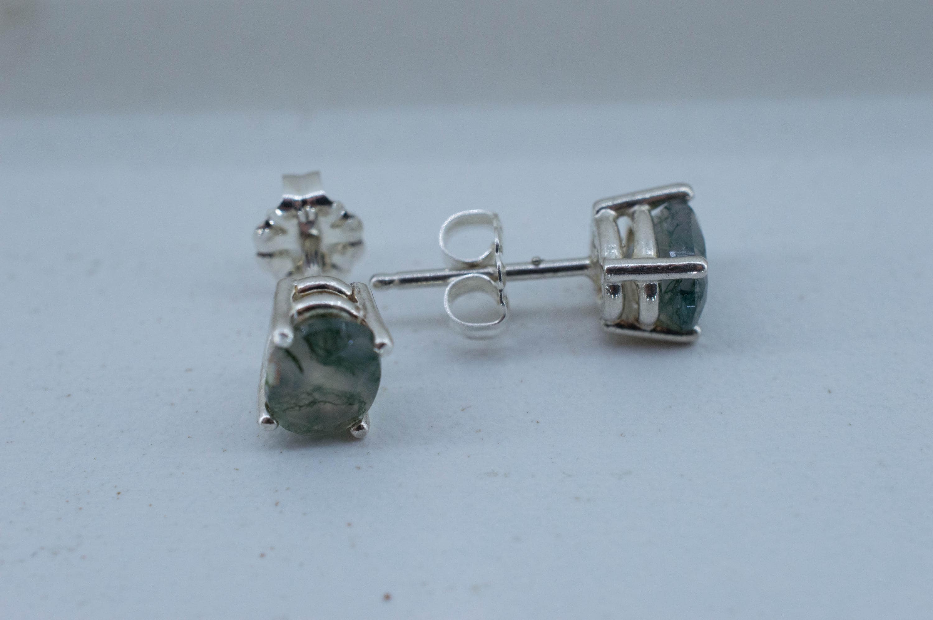 Green Moss Agate Earrings, Natural Untreated India Agate; 1.540cts