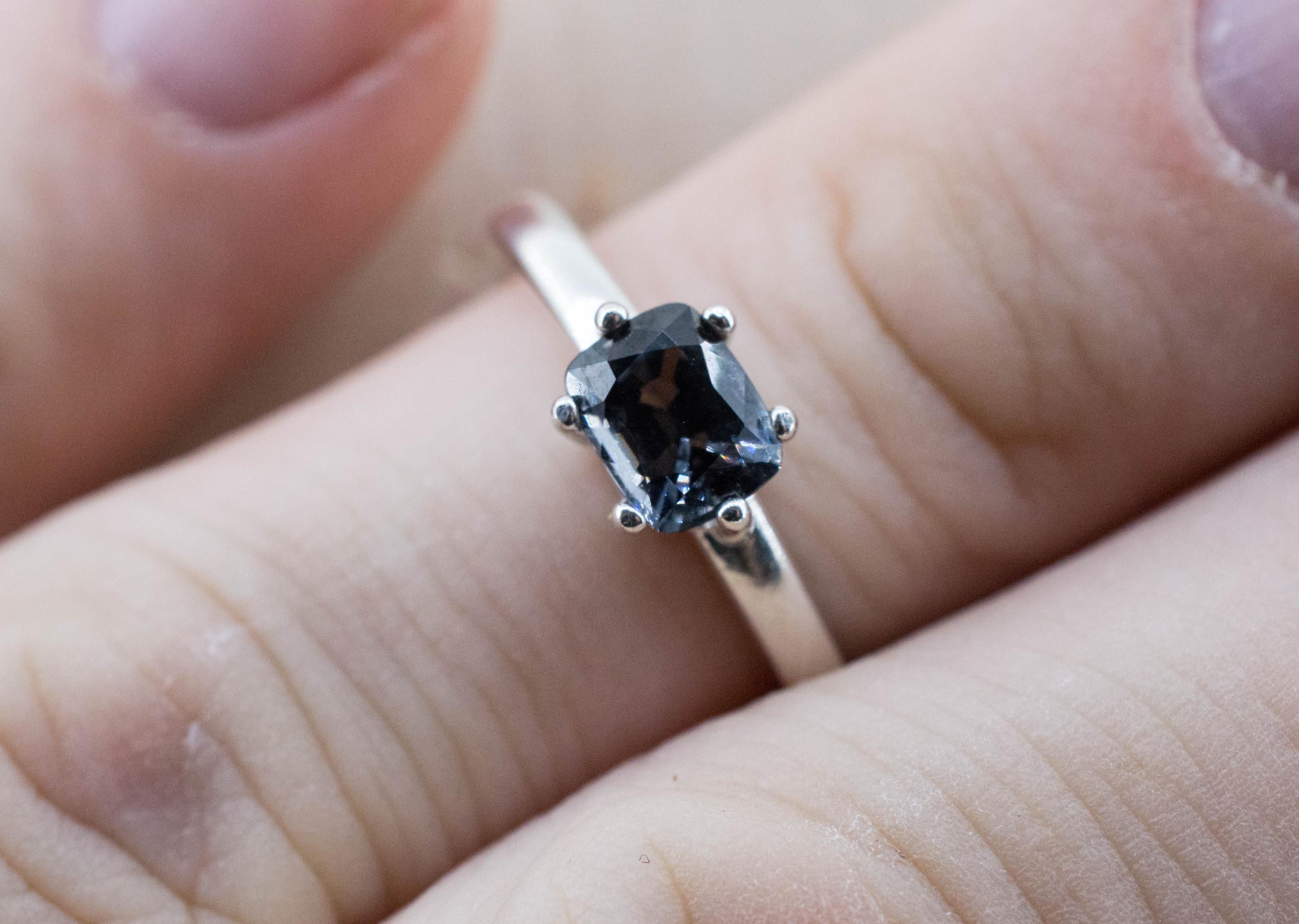 Gray Spinel Ring; Natural Untreated Burma Spinel; 1.075cts