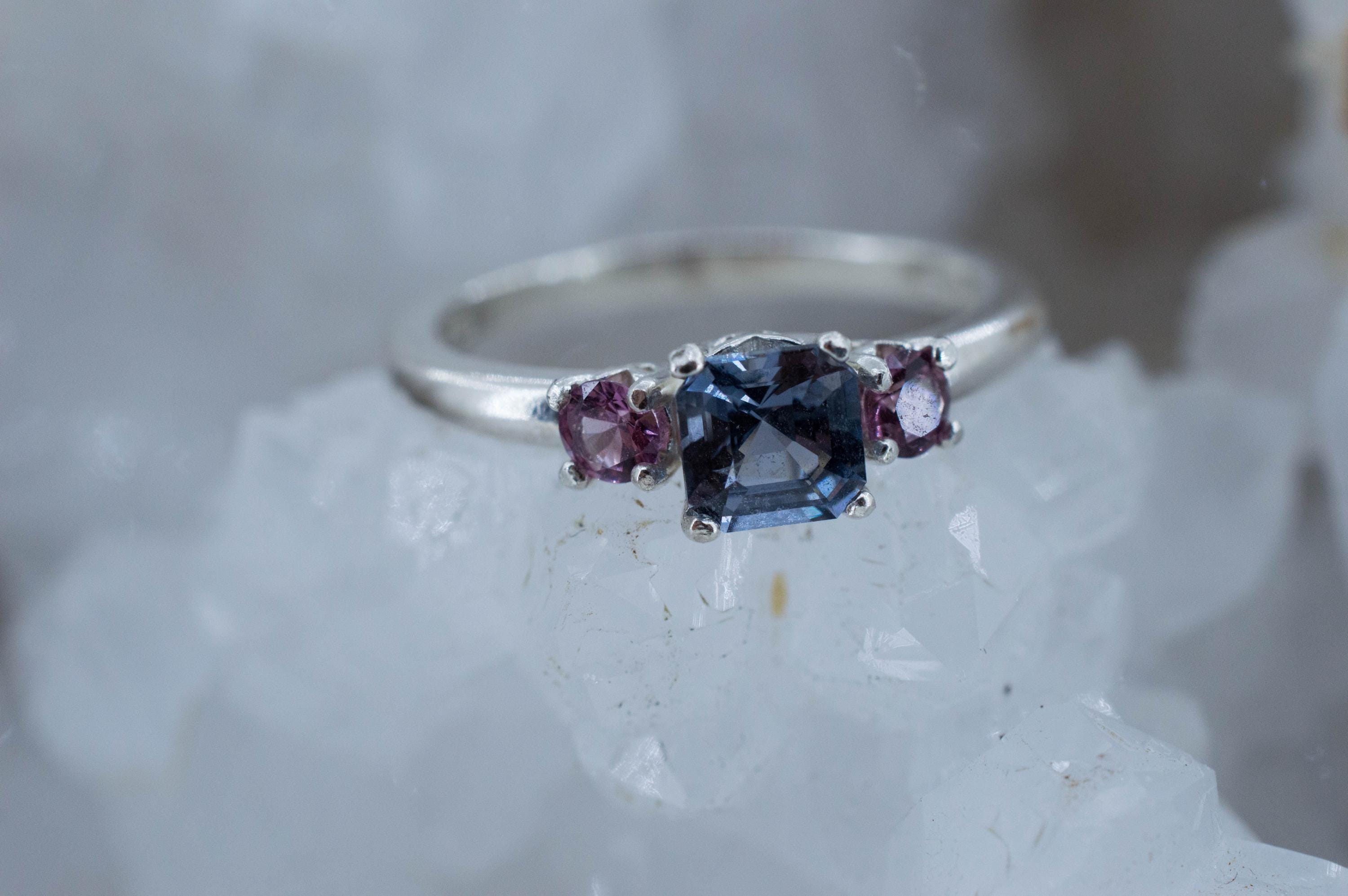 Gray Spinel Ring; Natural Untreated Mozambique and Vietnam Spinel