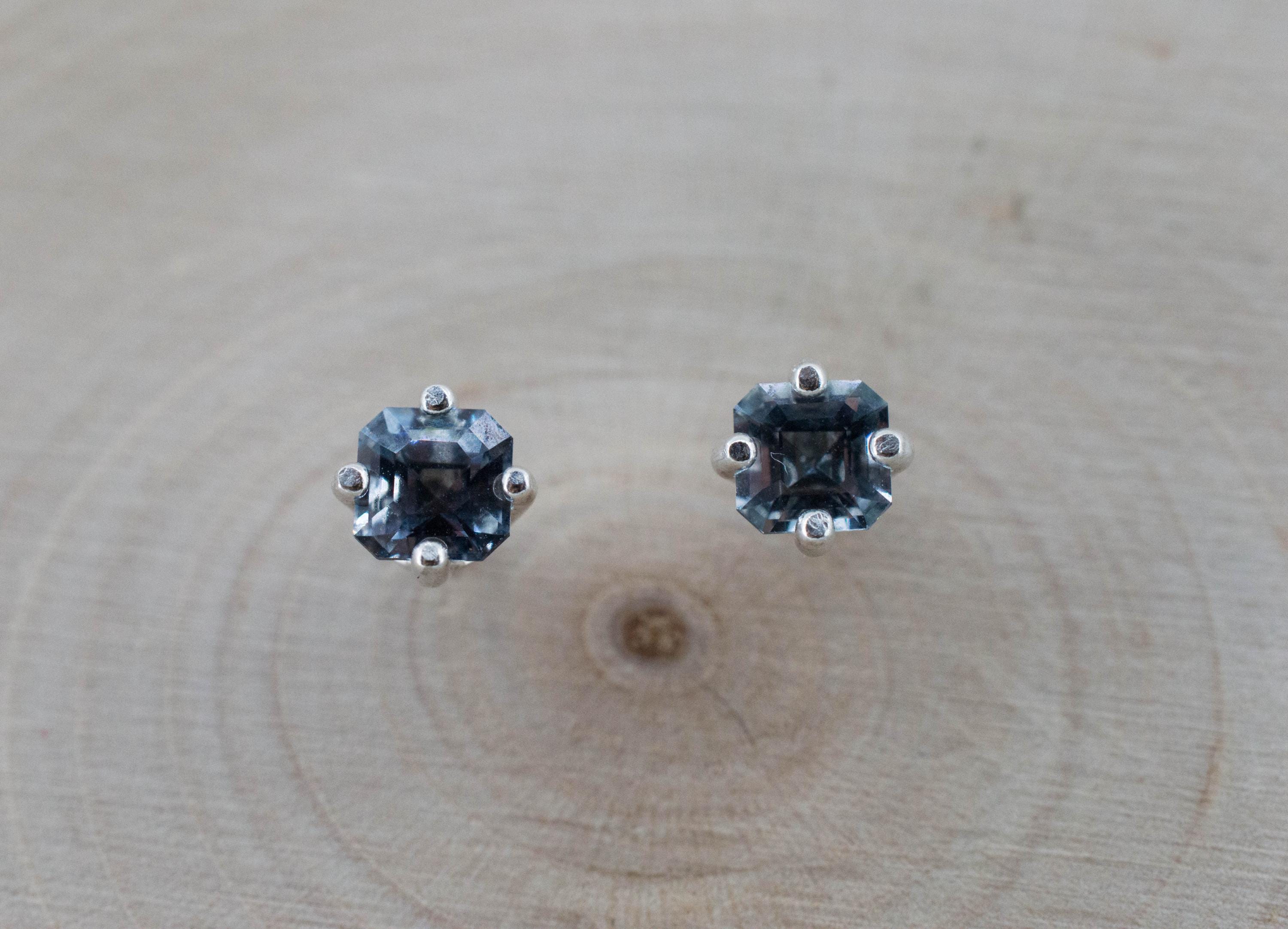 Gray Spinel Earrings; Natural Untreated Mozambique Spinel; 0.745cts