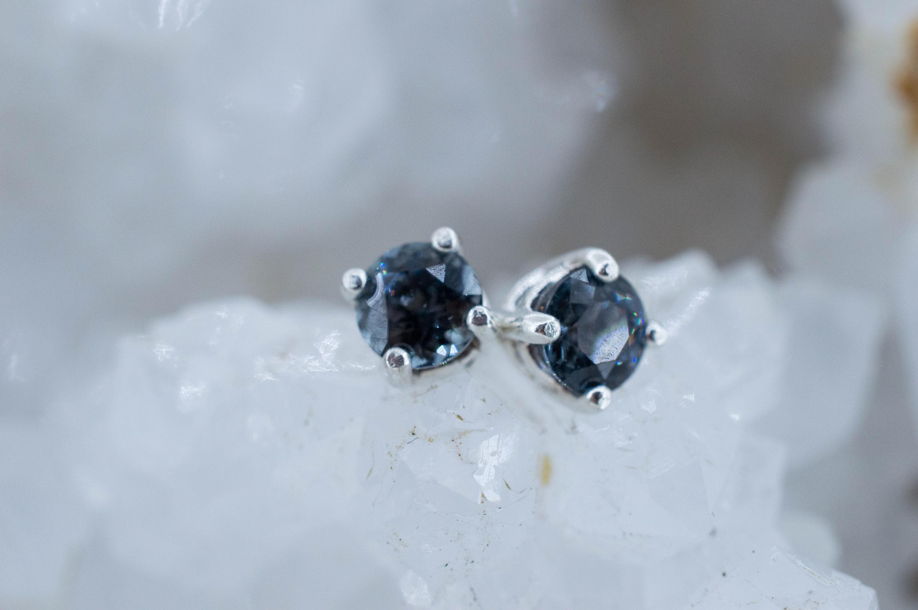 Gray Spinel Earrings; Natural Untreated Mozambique Spinel; 1.120cts
