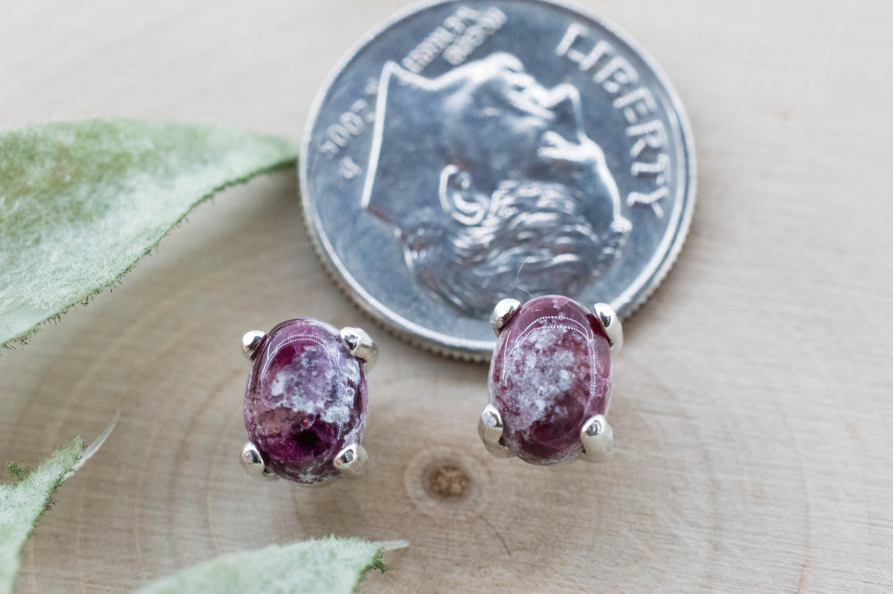 Red Beryl Earrings; Natural Untreated USA Bixbite in Matrix; 1.535cts