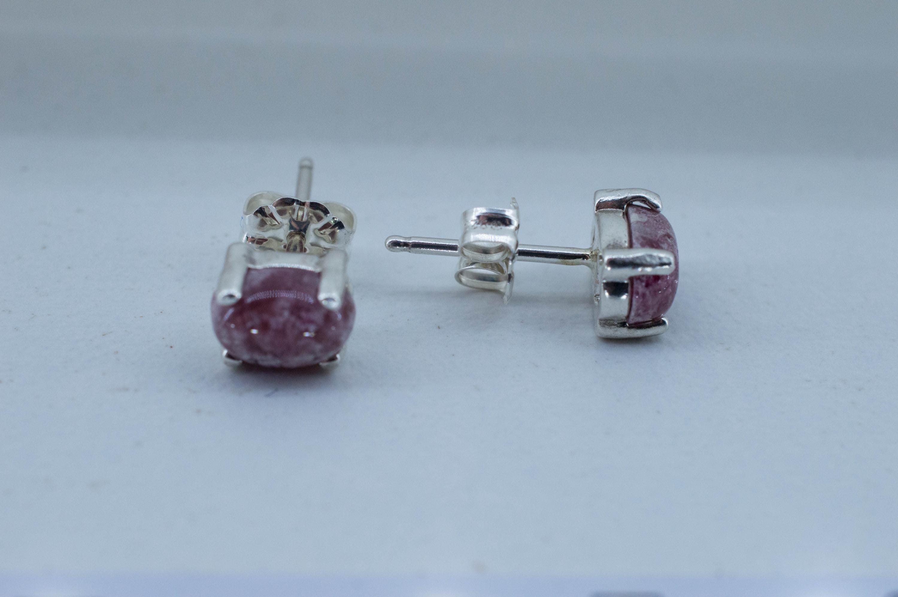Red Beryl Earrings; Natural Untreated USA Bixbite in Matrix; 1.630cts