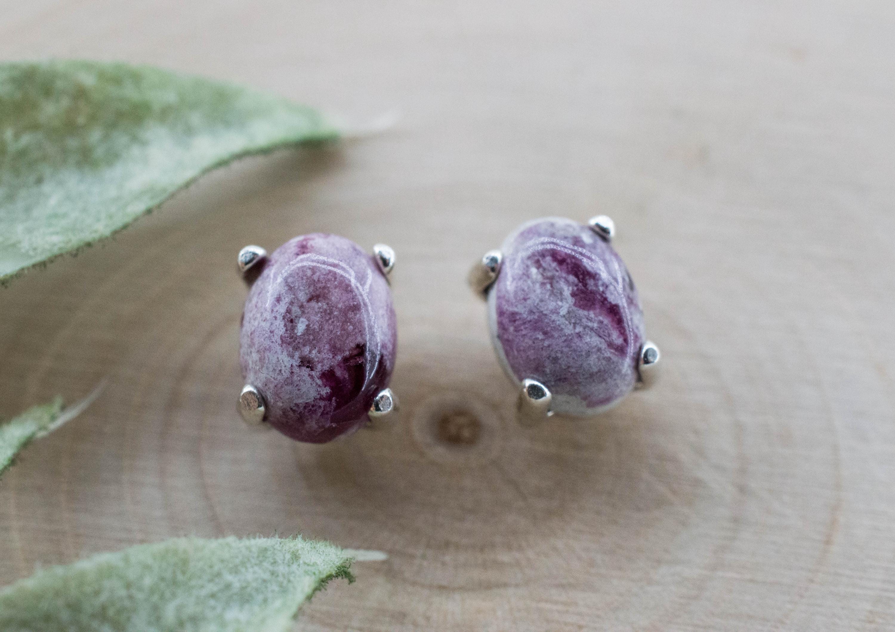 Red Beryl Earrings; Natural Untreated USA Bixbite in Matrix; 2.445cts