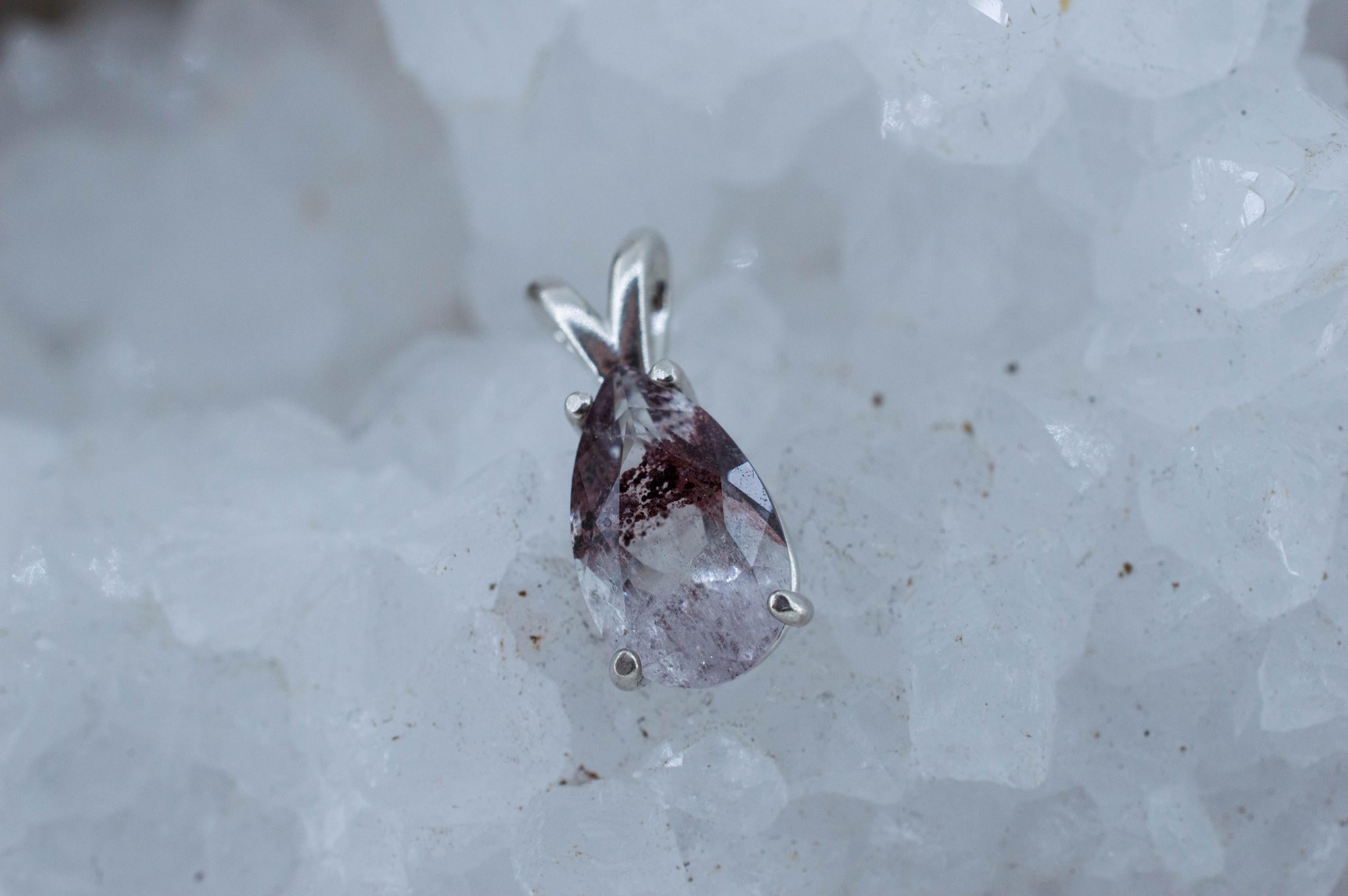 Hematite Quartz Pendant; Natural Untreated India Sunset Phantom Quartz; 2.645cts