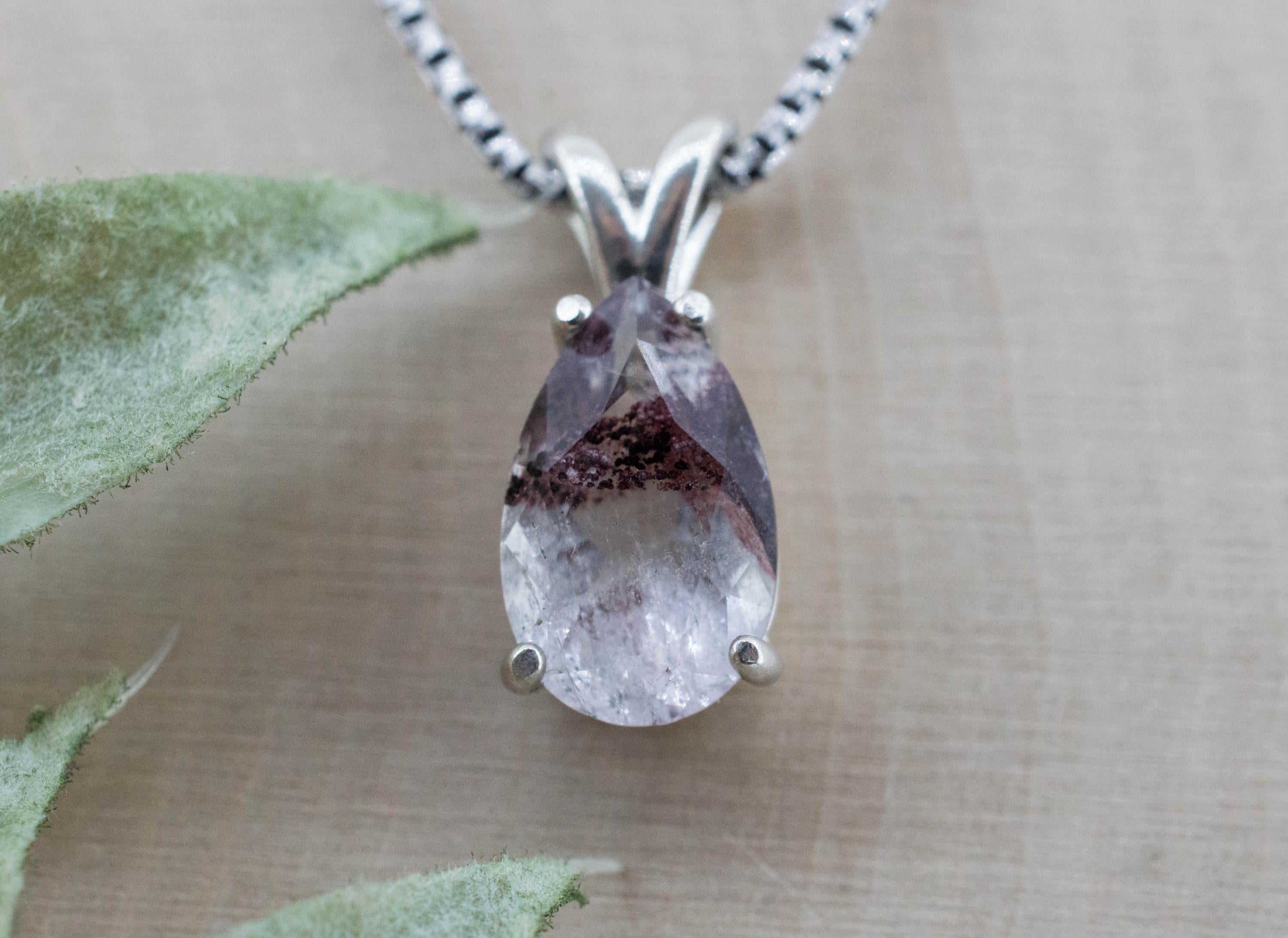 Hematite Quartz Pendant; Natural Untreated India Sunset Phantom Quartz; 2.645cts