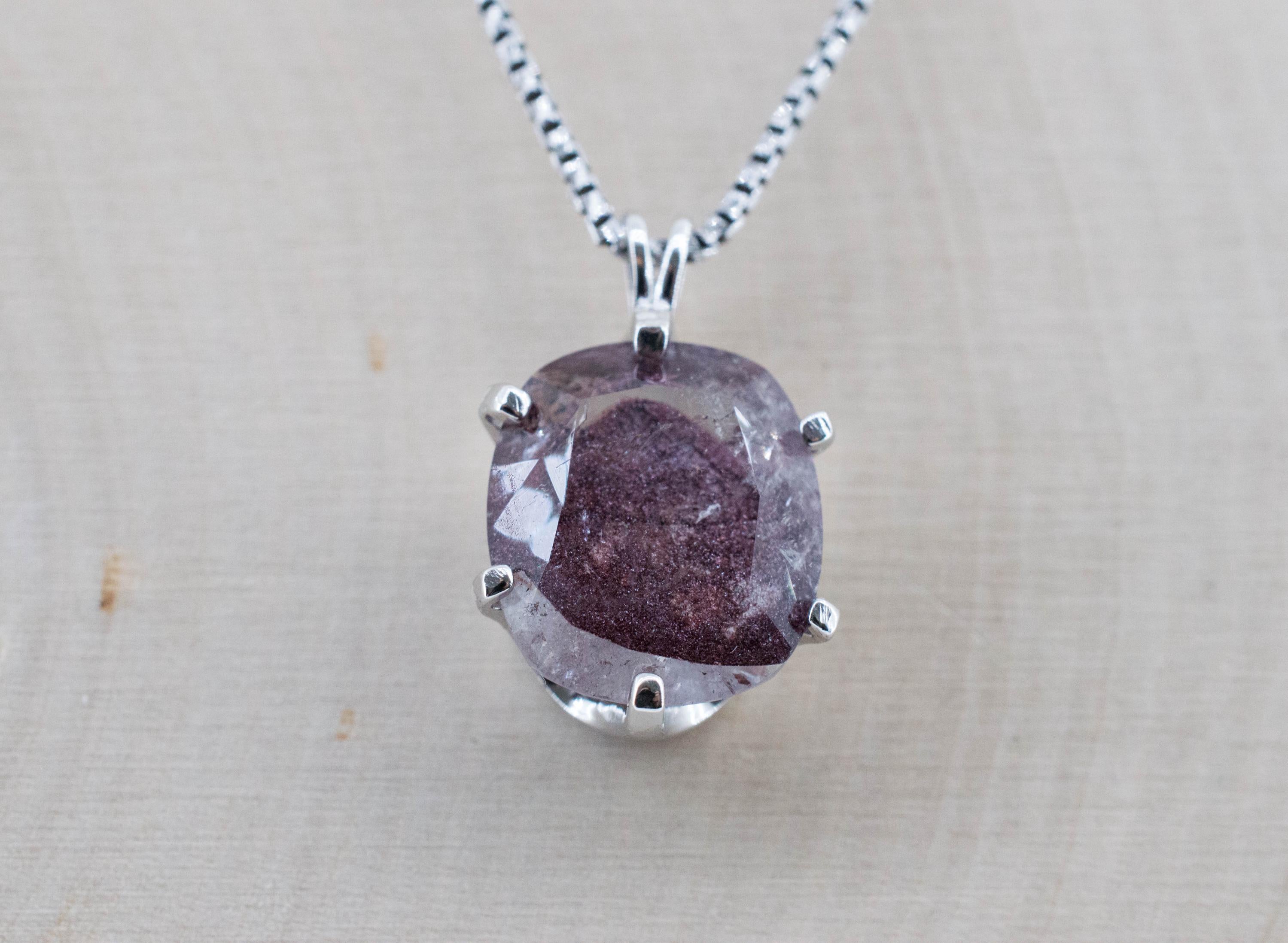 Hematite Quartz Pendant; Natural Untreated India Sunset Phantom Quartz; 9.100cts