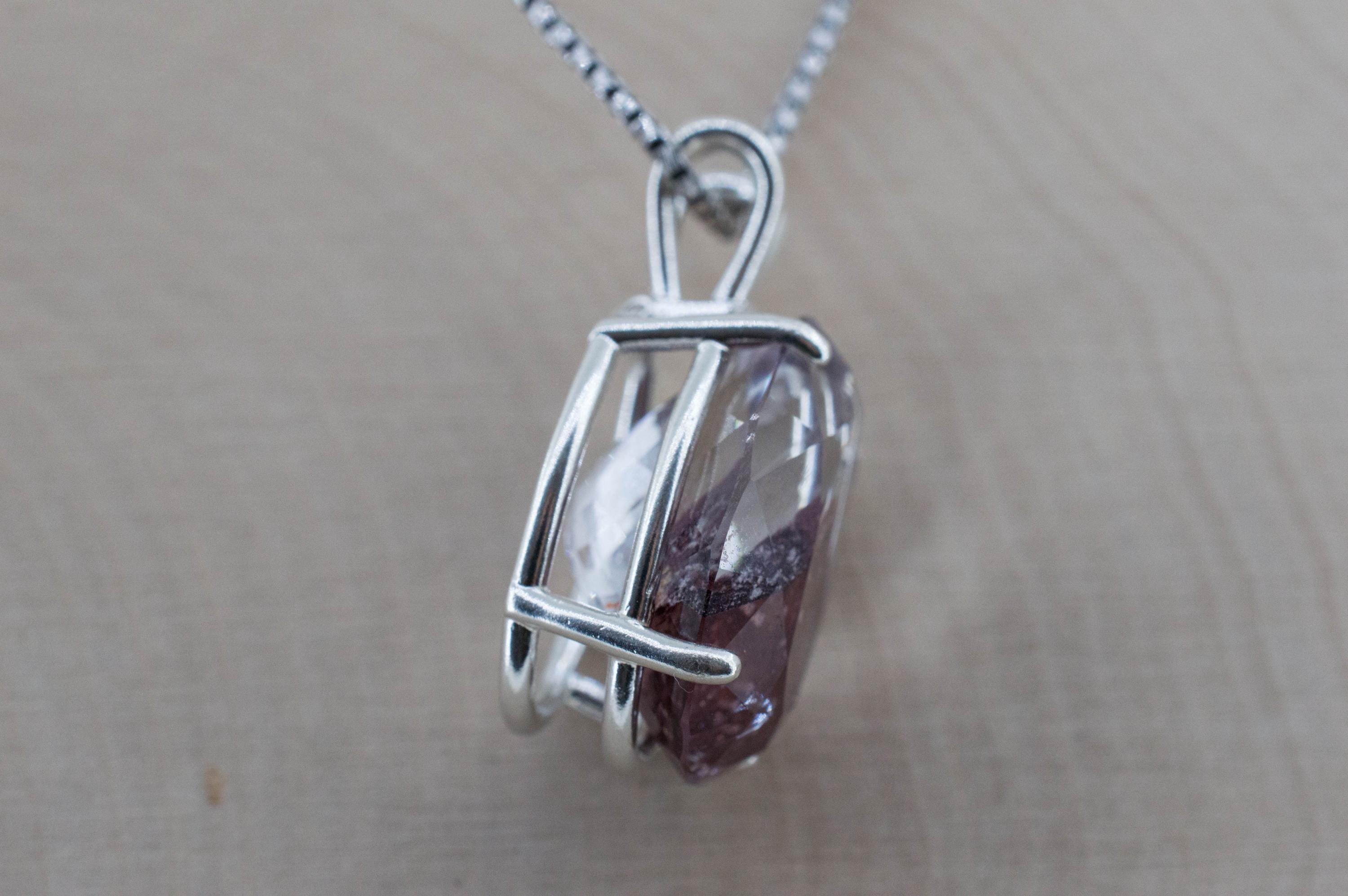 Hematite Quartz Pendant; Natural Untreated India Sunset Phantom Quartz; 19.430cts