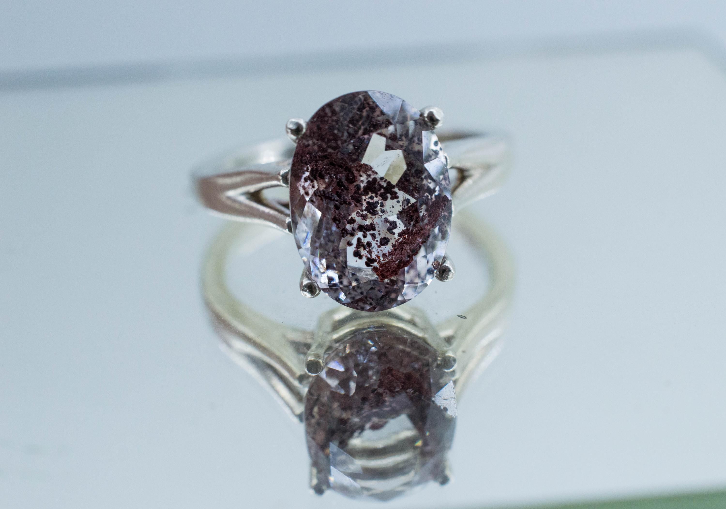Hematite Quartz Ring; Natural Untreated India Sunset Phantom Quartz; 3.840cts