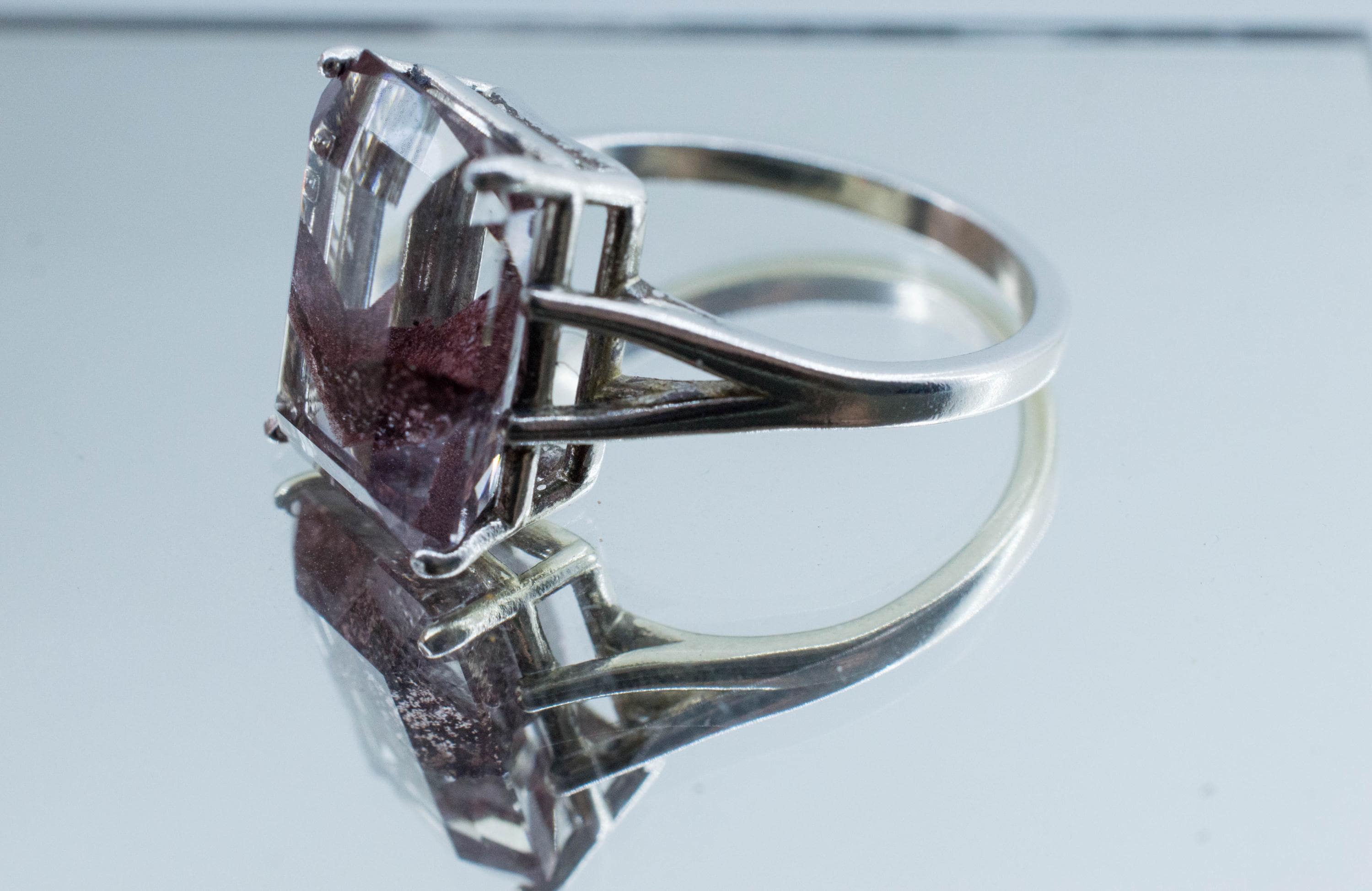 Hematite Quartz Ring; Natural Untreated India Sunset Phantom Quartz; 13.125cts