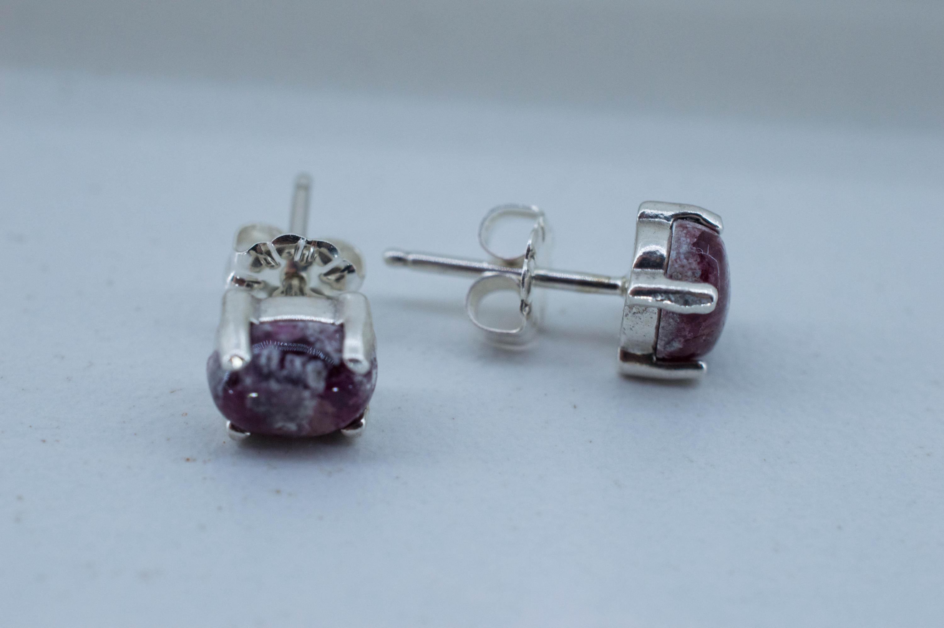 Red Beryl Earrings; Natural Untreated USA Bixbite in Matrix; 1.535cts