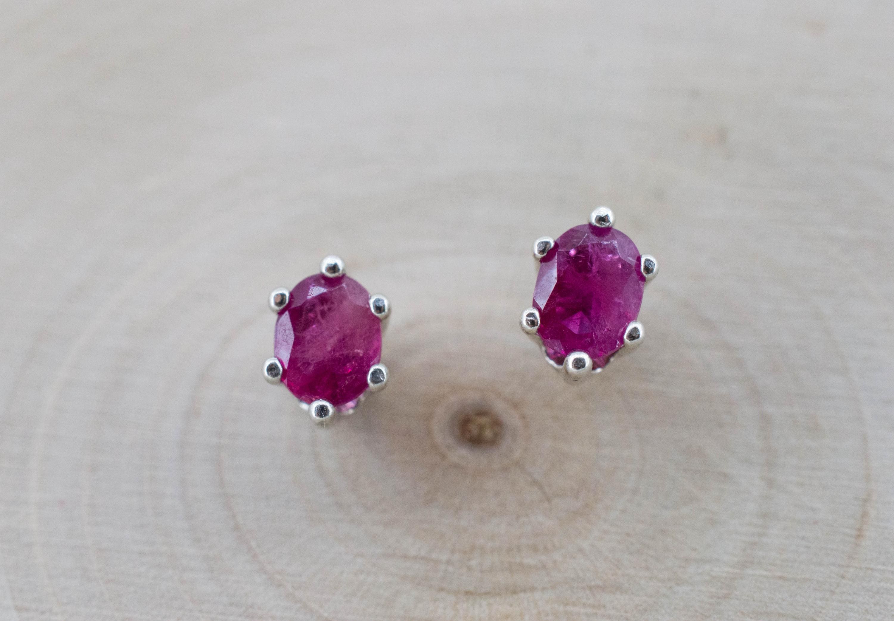 Red Beryl Earrings; Natural Untreated USA Bixbite; 0.650cts
