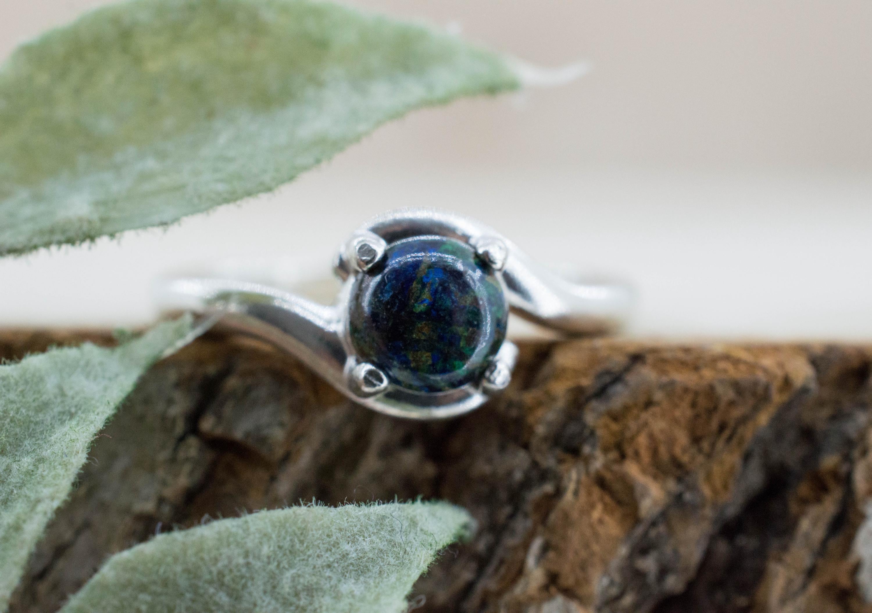 Azurmalachite Ring; Natural Untreated Arizona Azurite and Malachite; 1.020cts