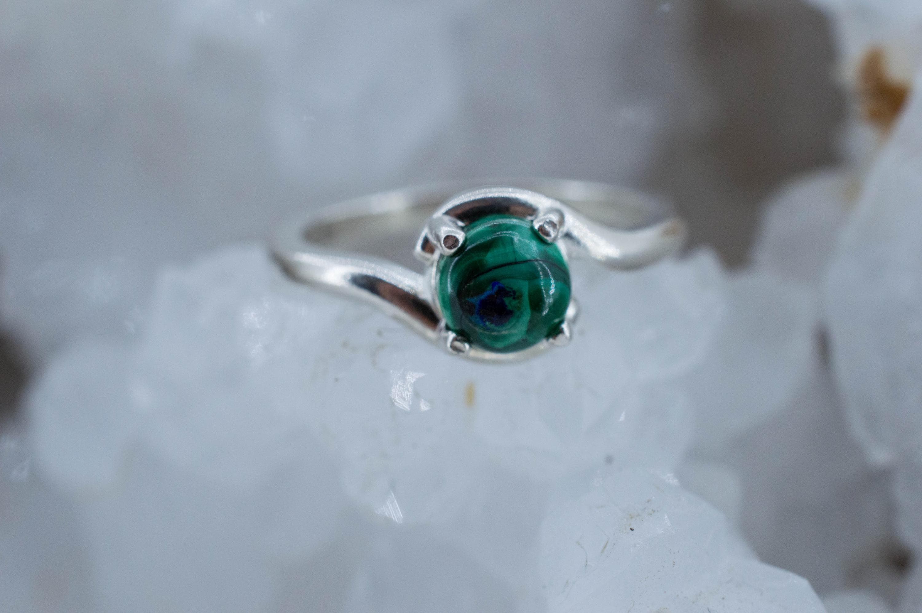 Azurmalachite Ring; Natural Untreated Arizona Azurite and Malachite; 1.180cts