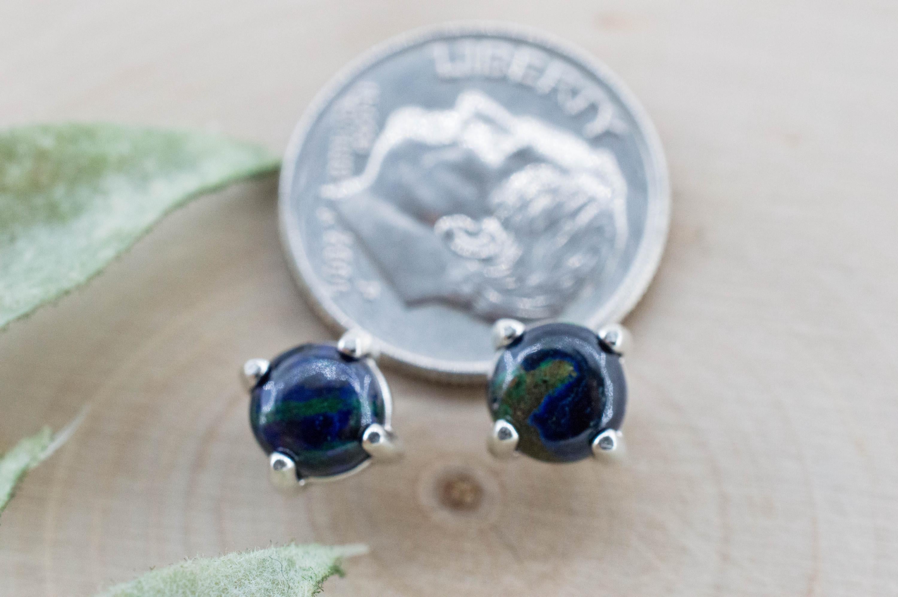 Azurite Malachite Earrings; Natural Untreated Arizona Azurmalachite; 1.785cts