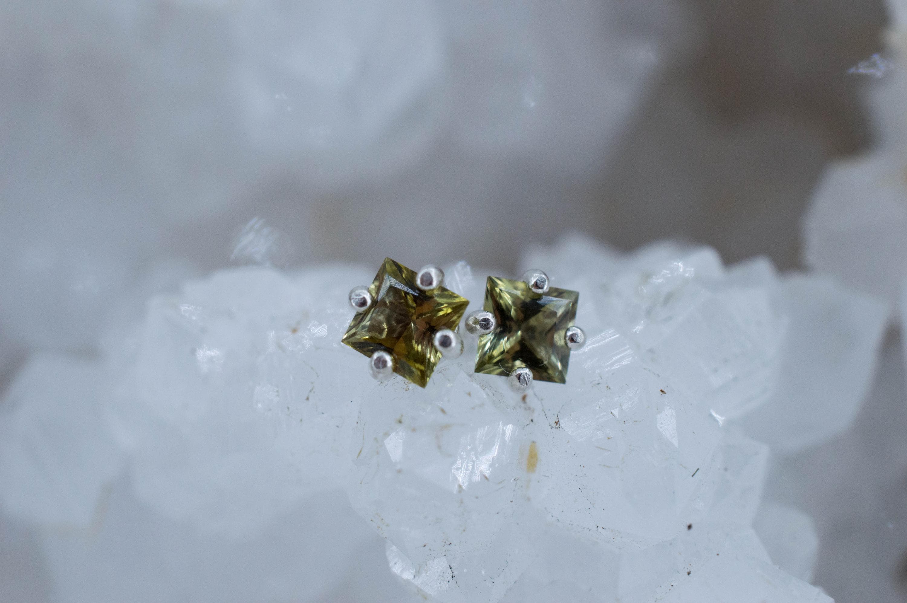 Green Tourmaline Earrings; Natural Untreated San Diego Tourmaline; 0.590ctw