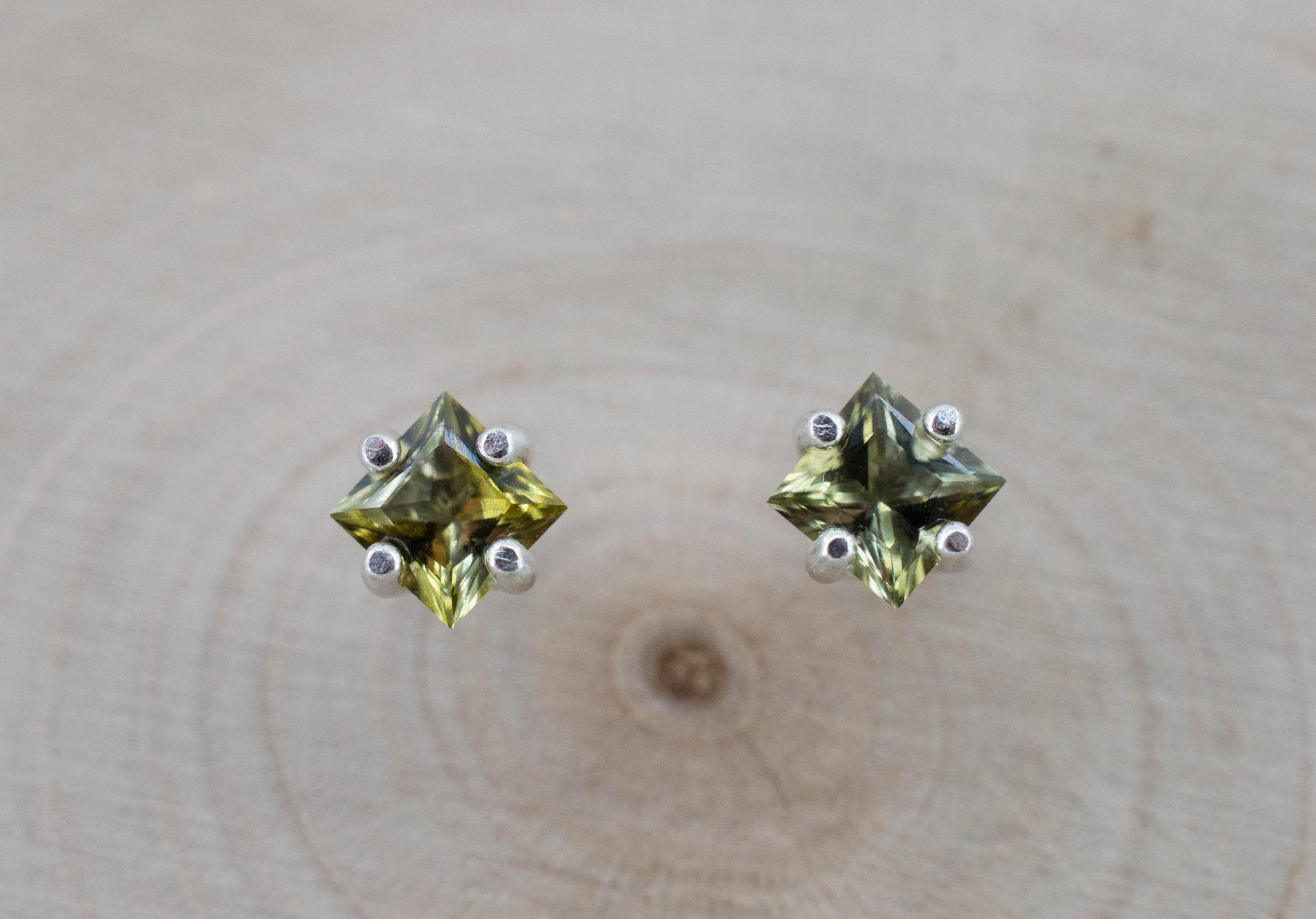 Green Tourmaline Earrings; Natural Untreated San Diego Tourmaline; 0.590ctw