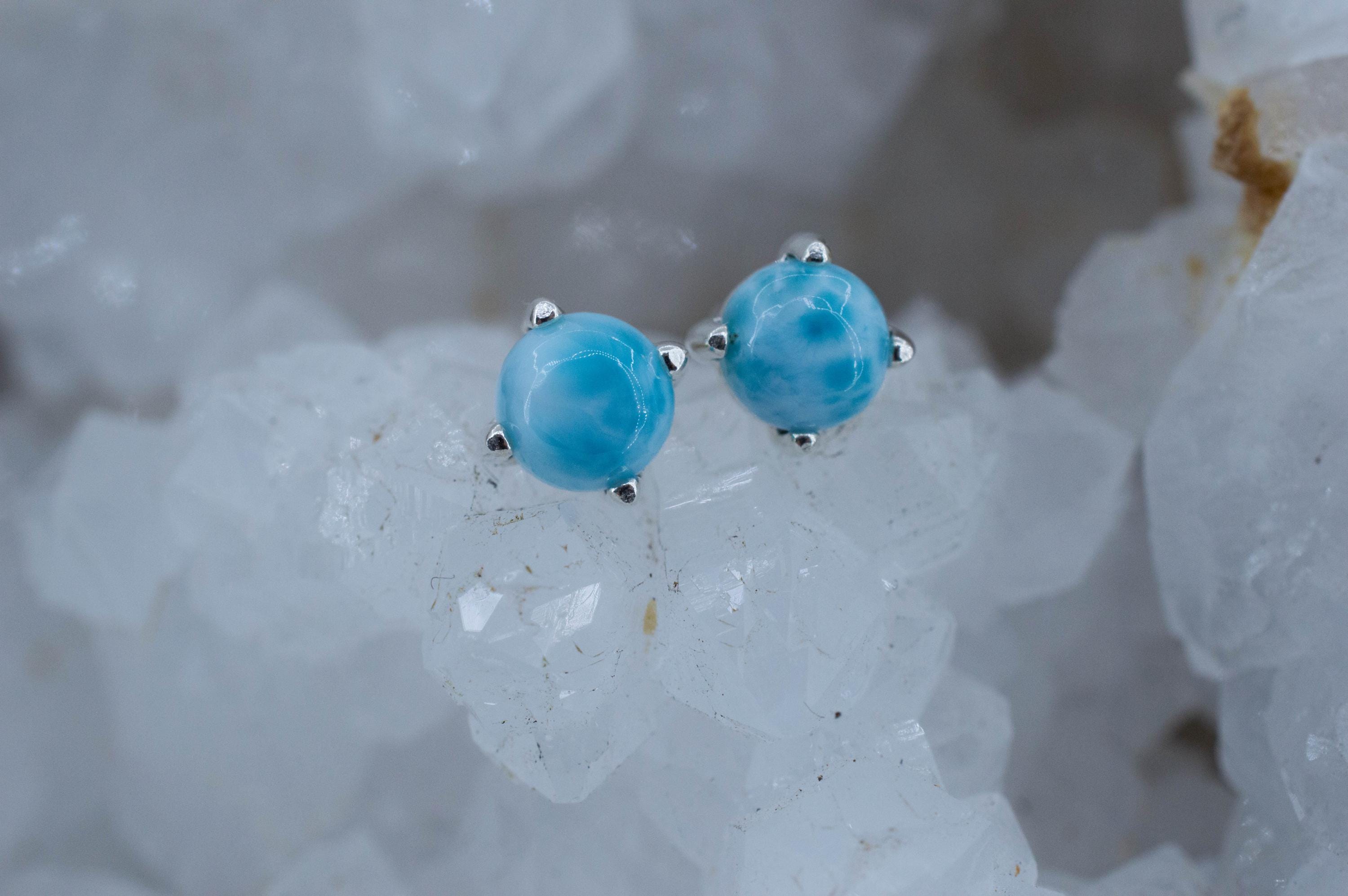 Larimar Earrings; Genuine Untreated Dominican Republic Larimar; 2.205cts