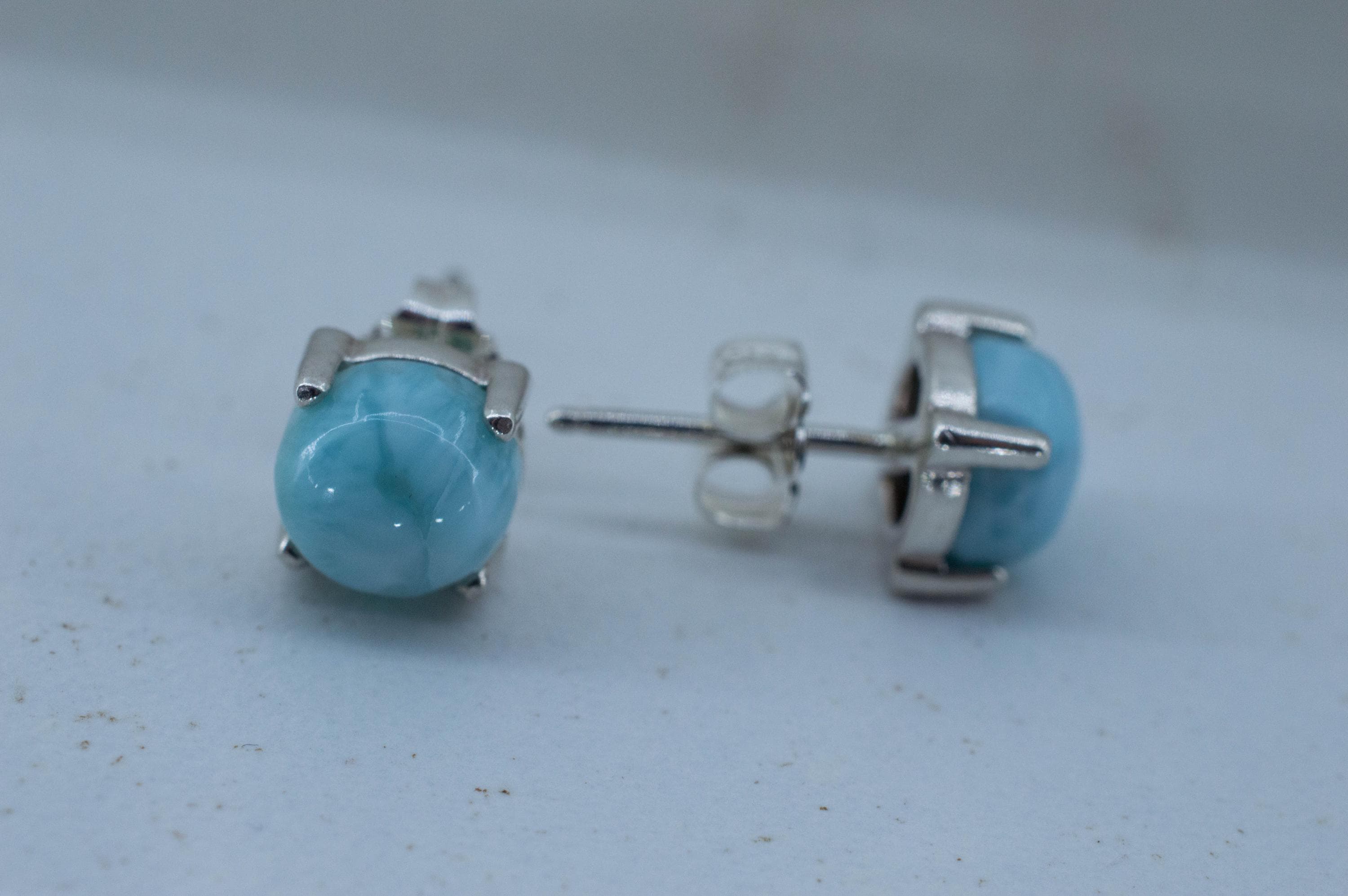 Larimar Earrings; Genuine Untreated Dominican Republic Larimar; 3.450cts