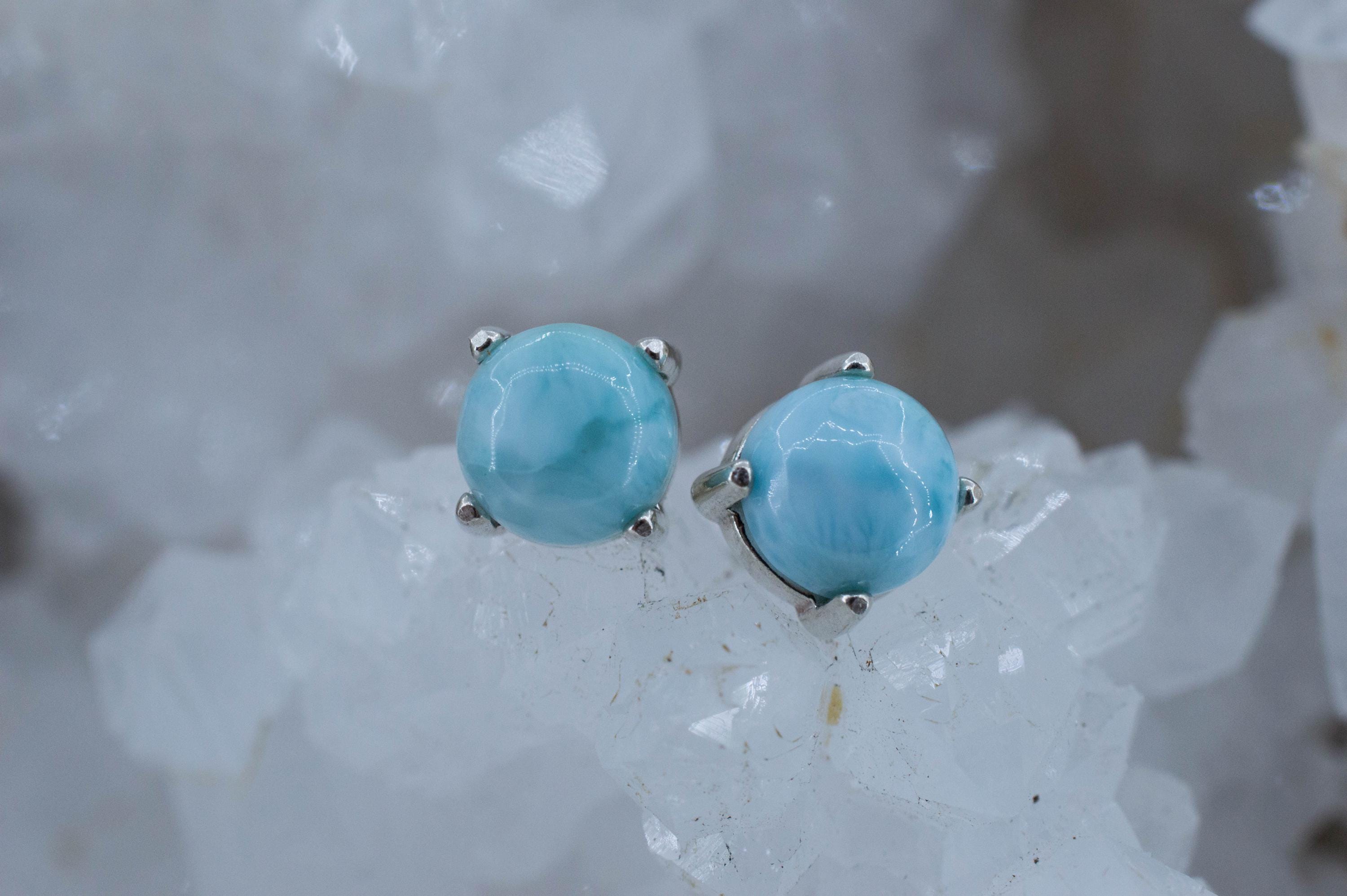 Larimar Earrings; Genuine Untreated Dominican Republic Larimar; 3.450cts