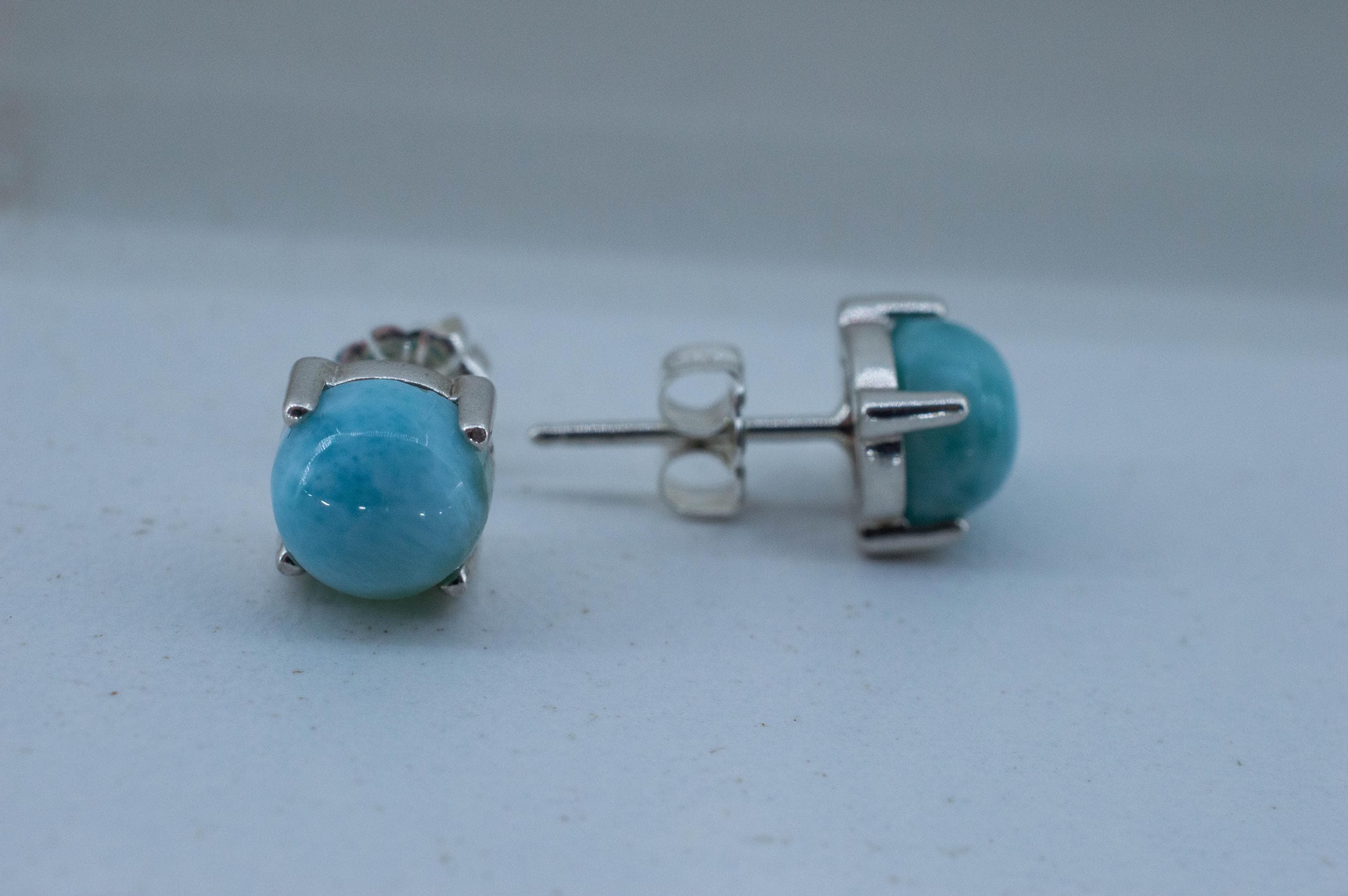 Larimar Earrings; Genuine Untreated Dominican Republic Larimar; 3.780cts