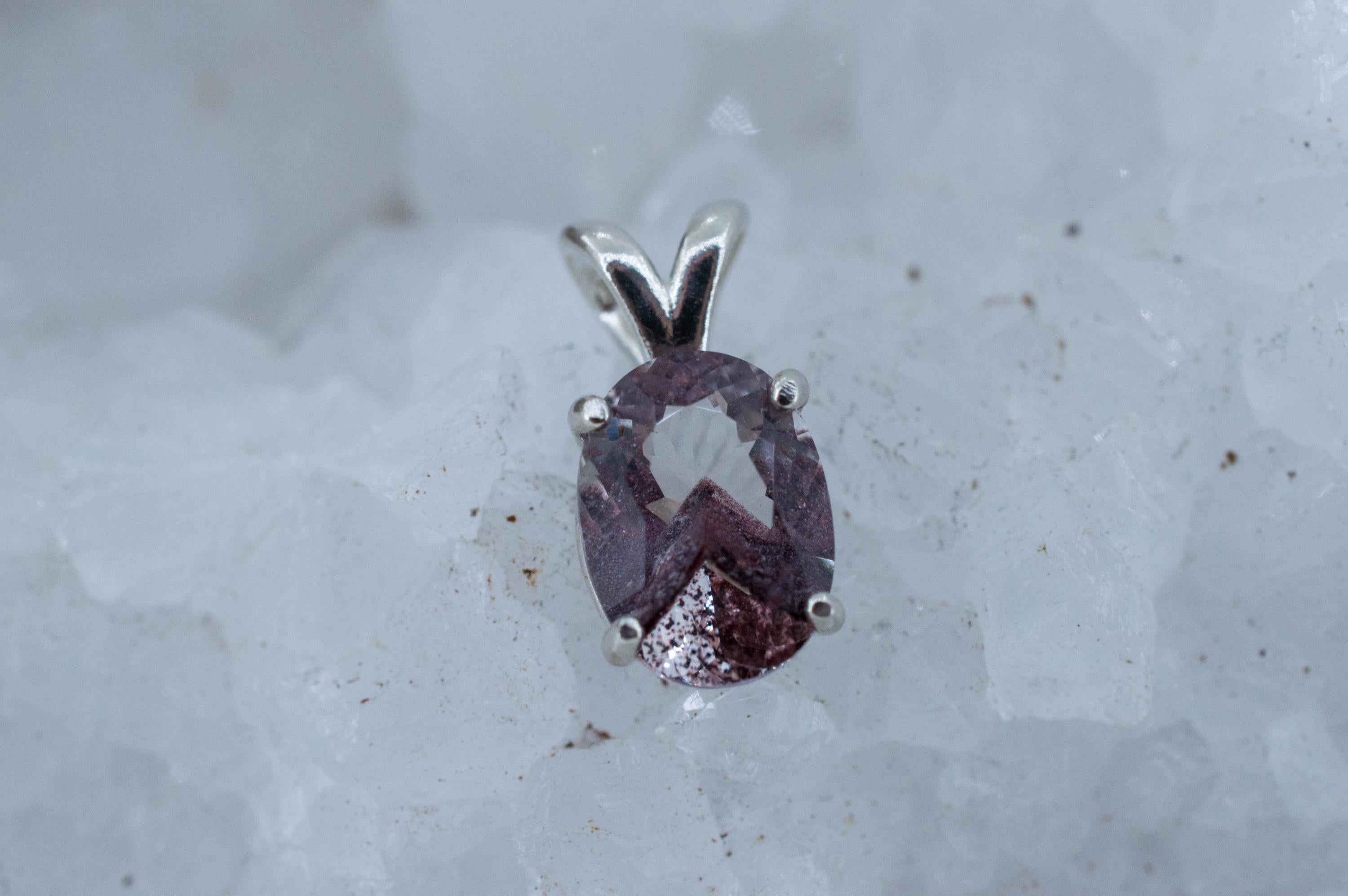 Hematite Quartz Pendant; Natural Untreated India Sunset Phantom Quartz; 2.225cts