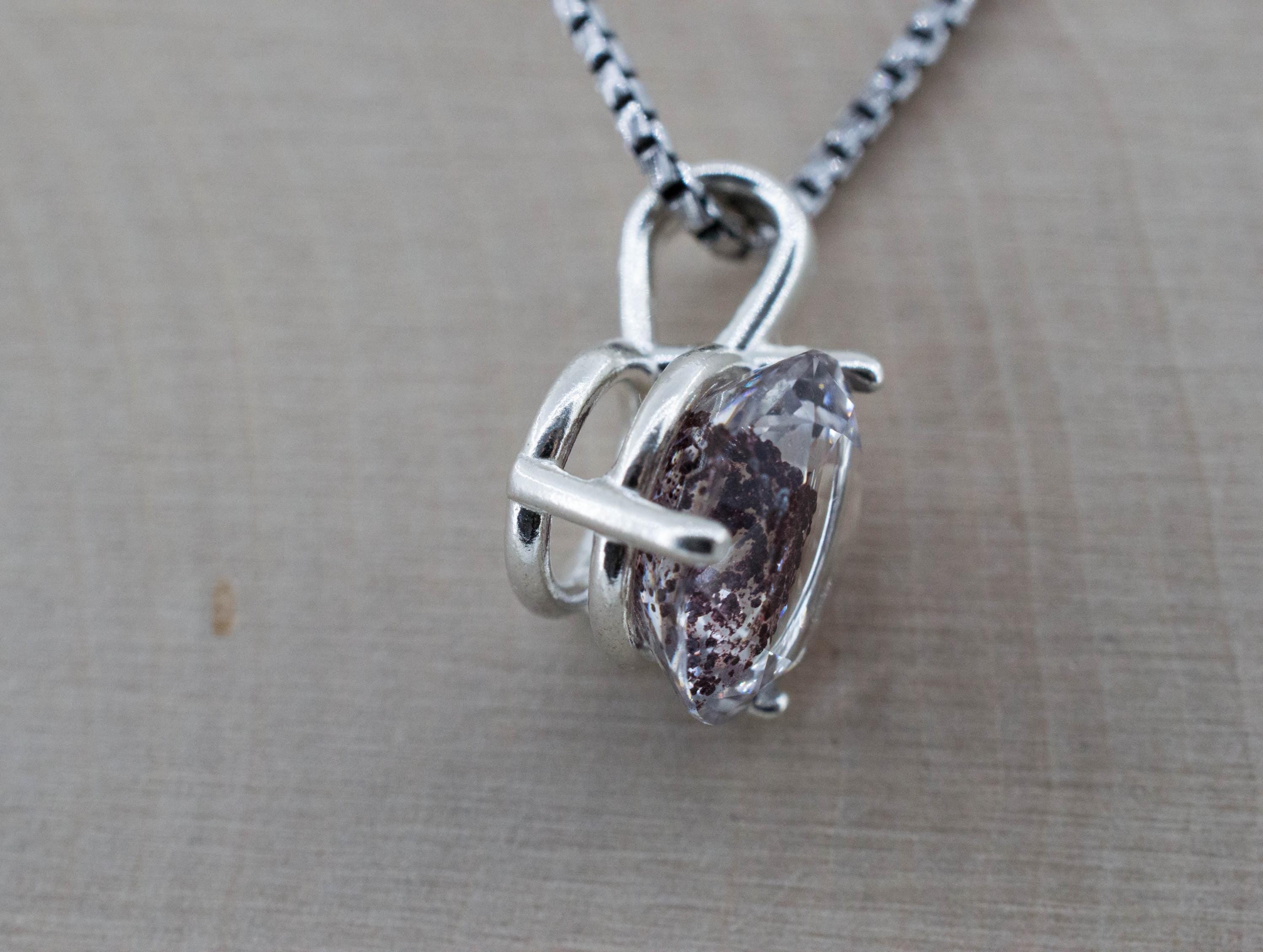 Hematite Quartz Pendant; Natural Untreated India Sunset Phantom Quartz; 4.230cts