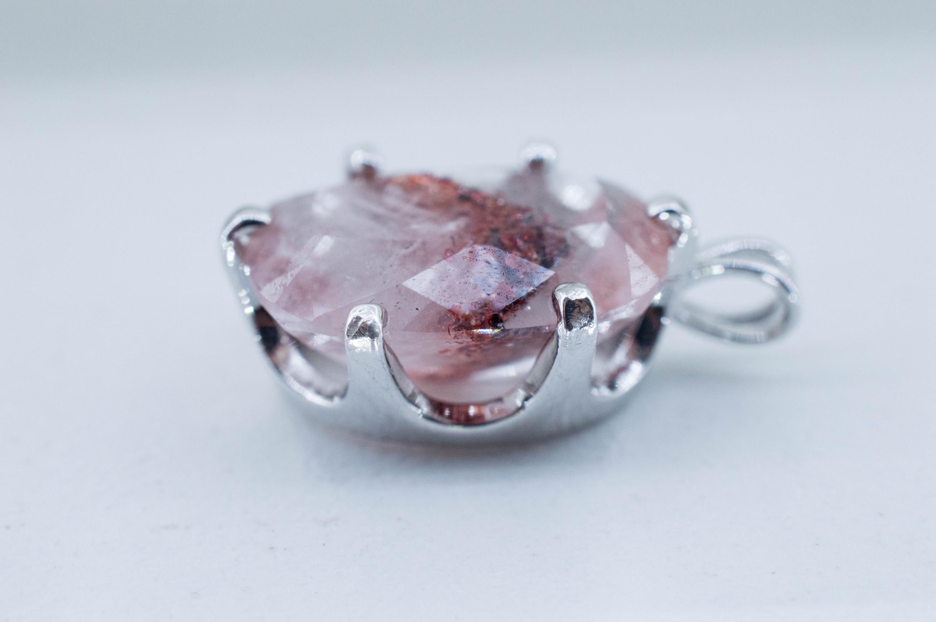 Hematite Quartz Pendant; Natural Untreated Tanzanian Fire and Ice Quartz; 8.735cts