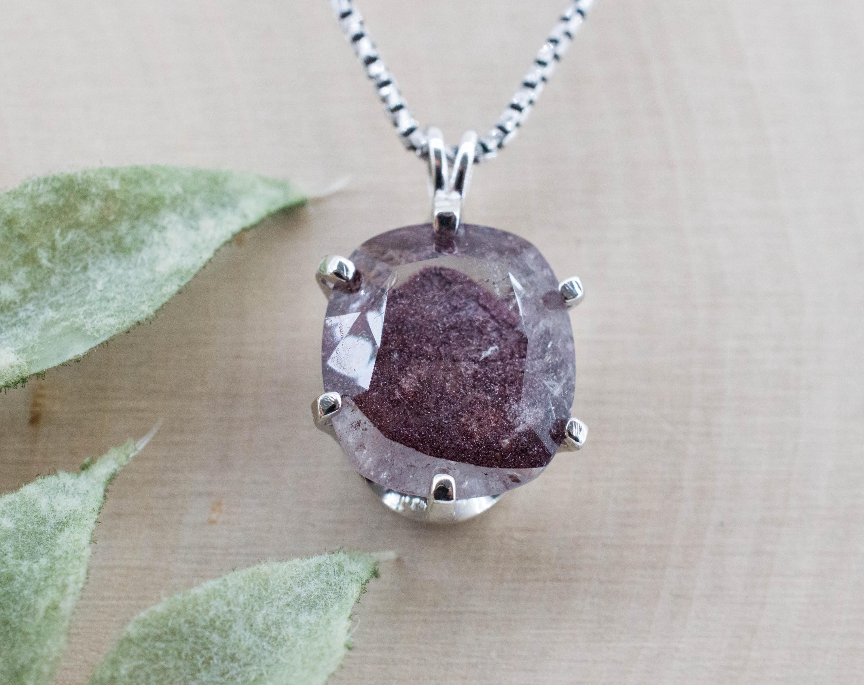 Hematite Quartz Pendant; Natural Untreated India Sunset Phantom Quartz; 9.100cts