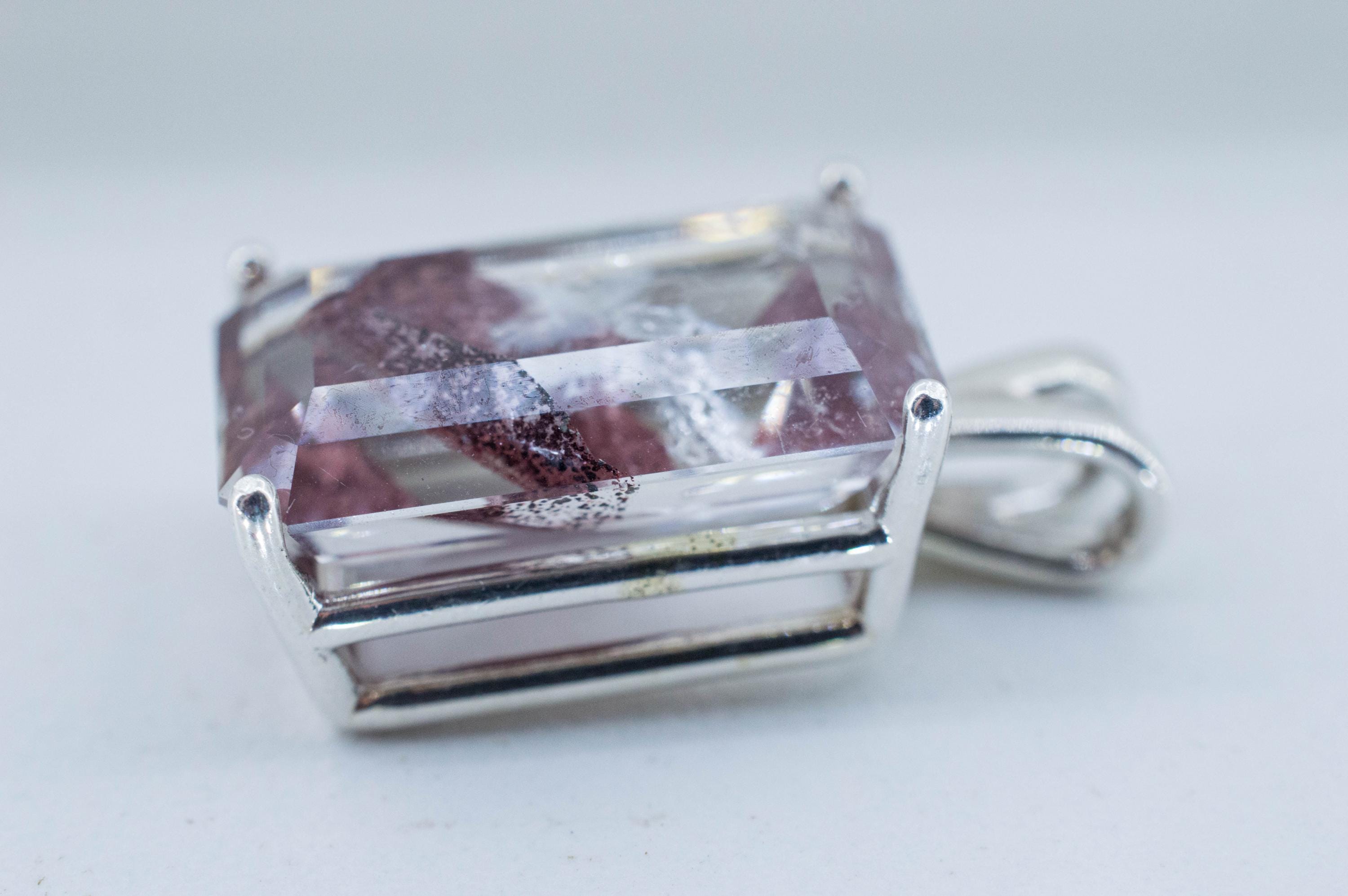 Hematite Quartz Pendant; Natural Untreated India Sunset Phantom Quartz; 13.590cts