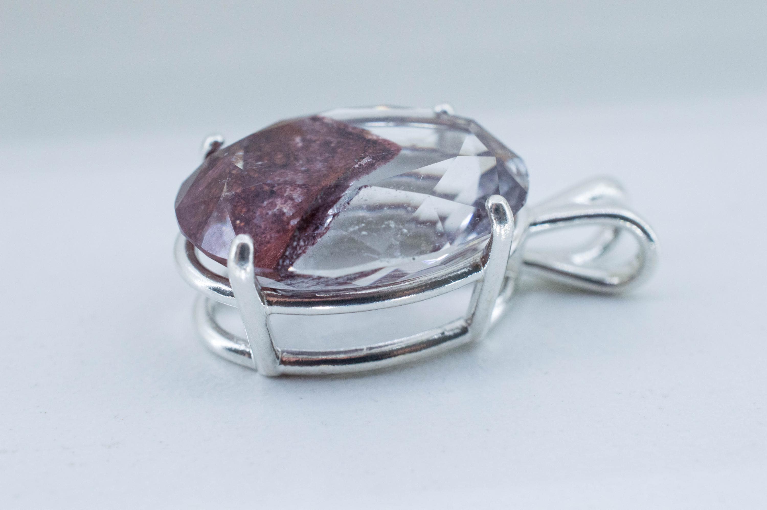 Hematite Quartz Pendant; Natural Untreated India Sunset Phantom Quartz; 19.430cts