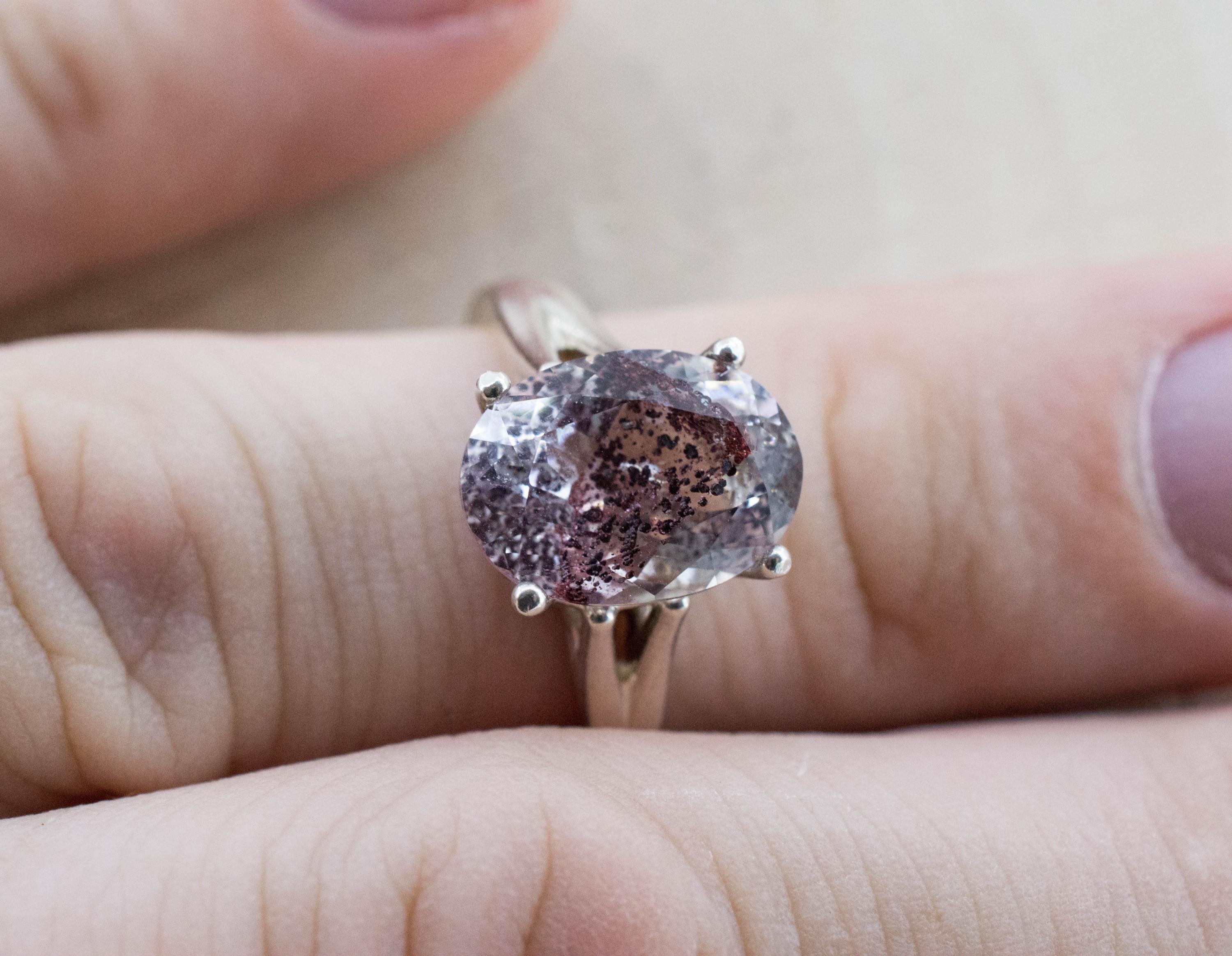 Hematite Quartz Ring; Natural Untreated India Sunset Phantom Quartz; 3.840cts