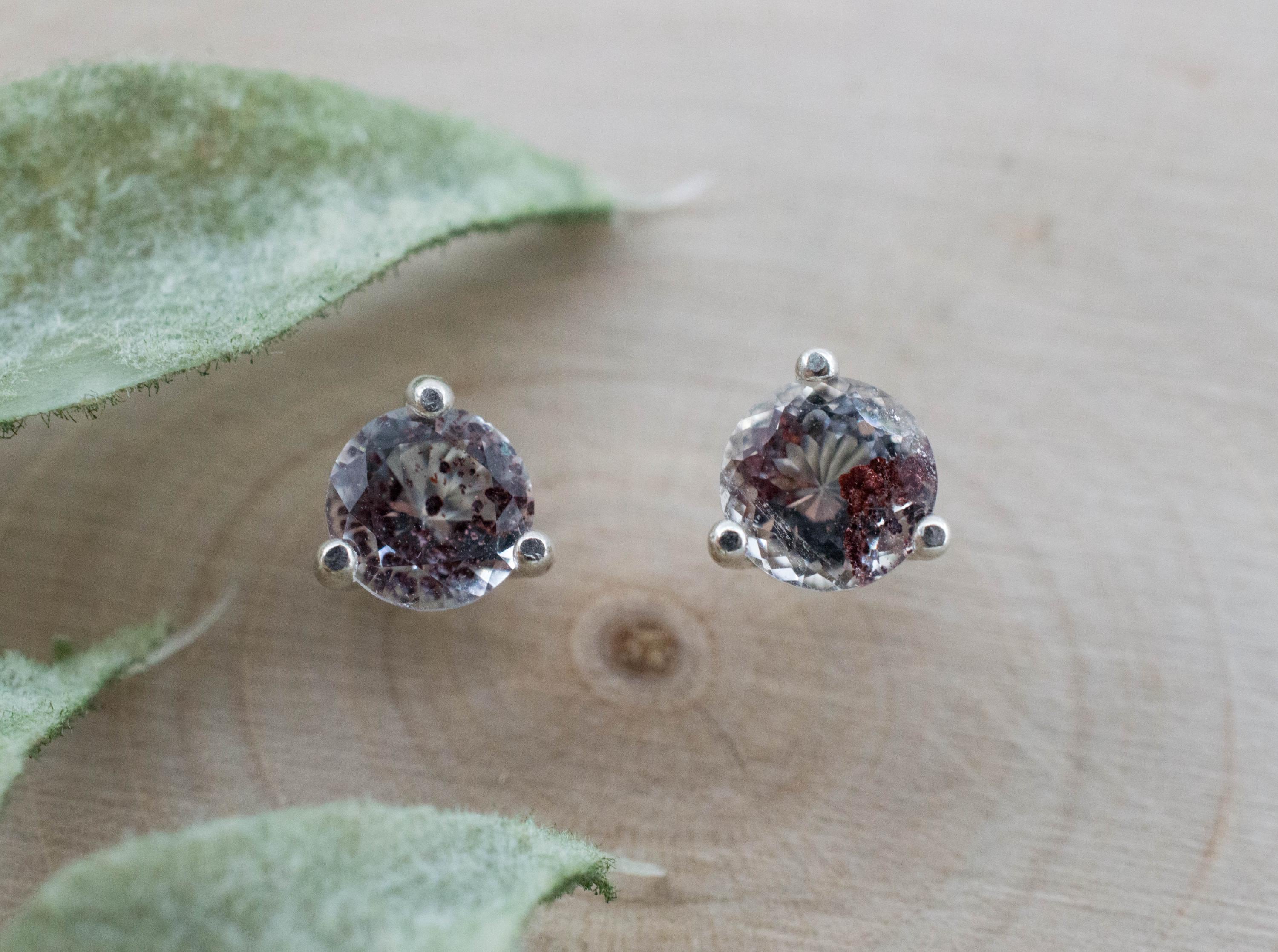 Hematite Quartz Earrings; Natural Untreated India Sunset Phantom Quartz; 0.885cts