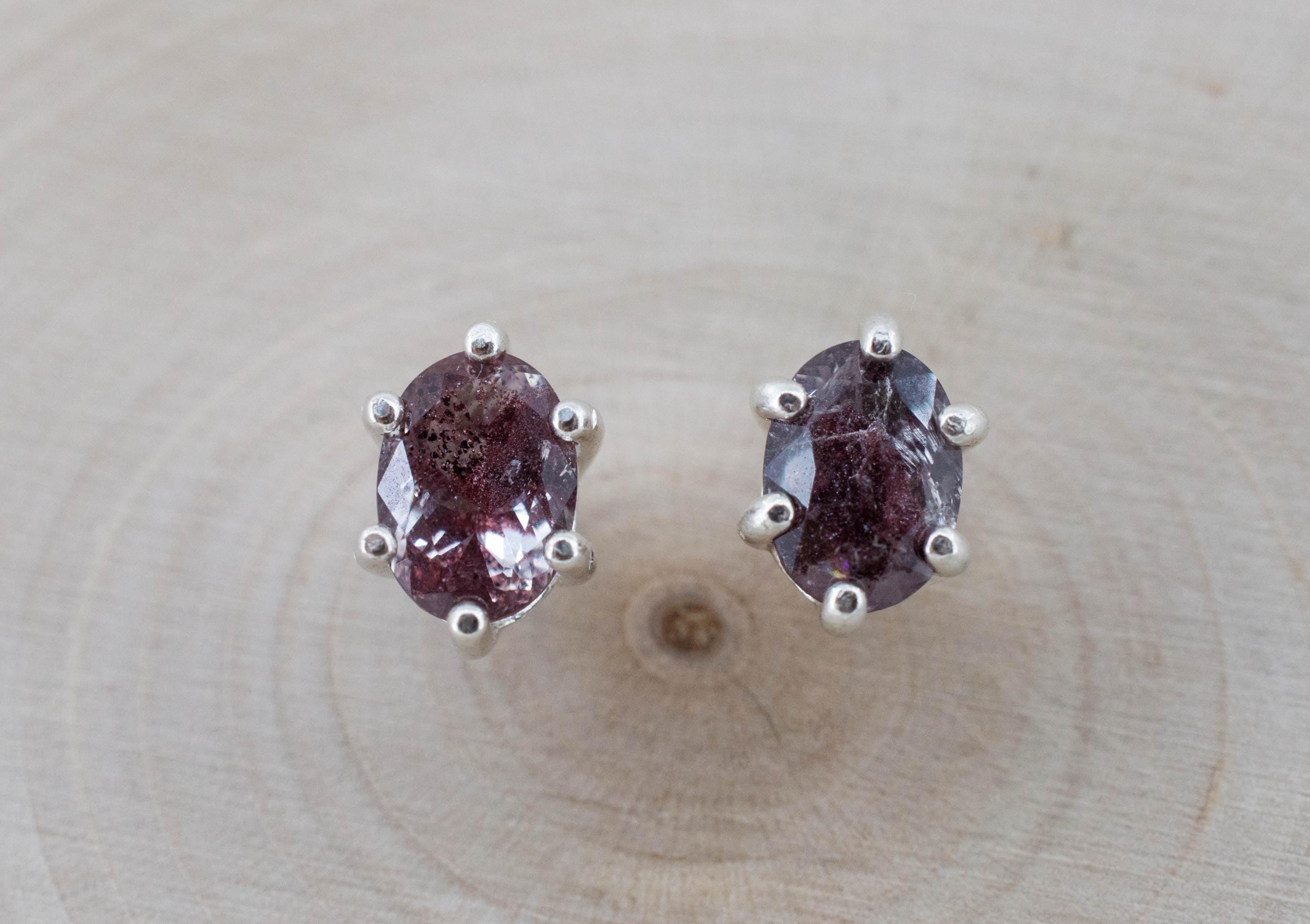 Hematite Quartz Earrings; Natural Untreated India Sunset Phantom Quartz; 1.785cts