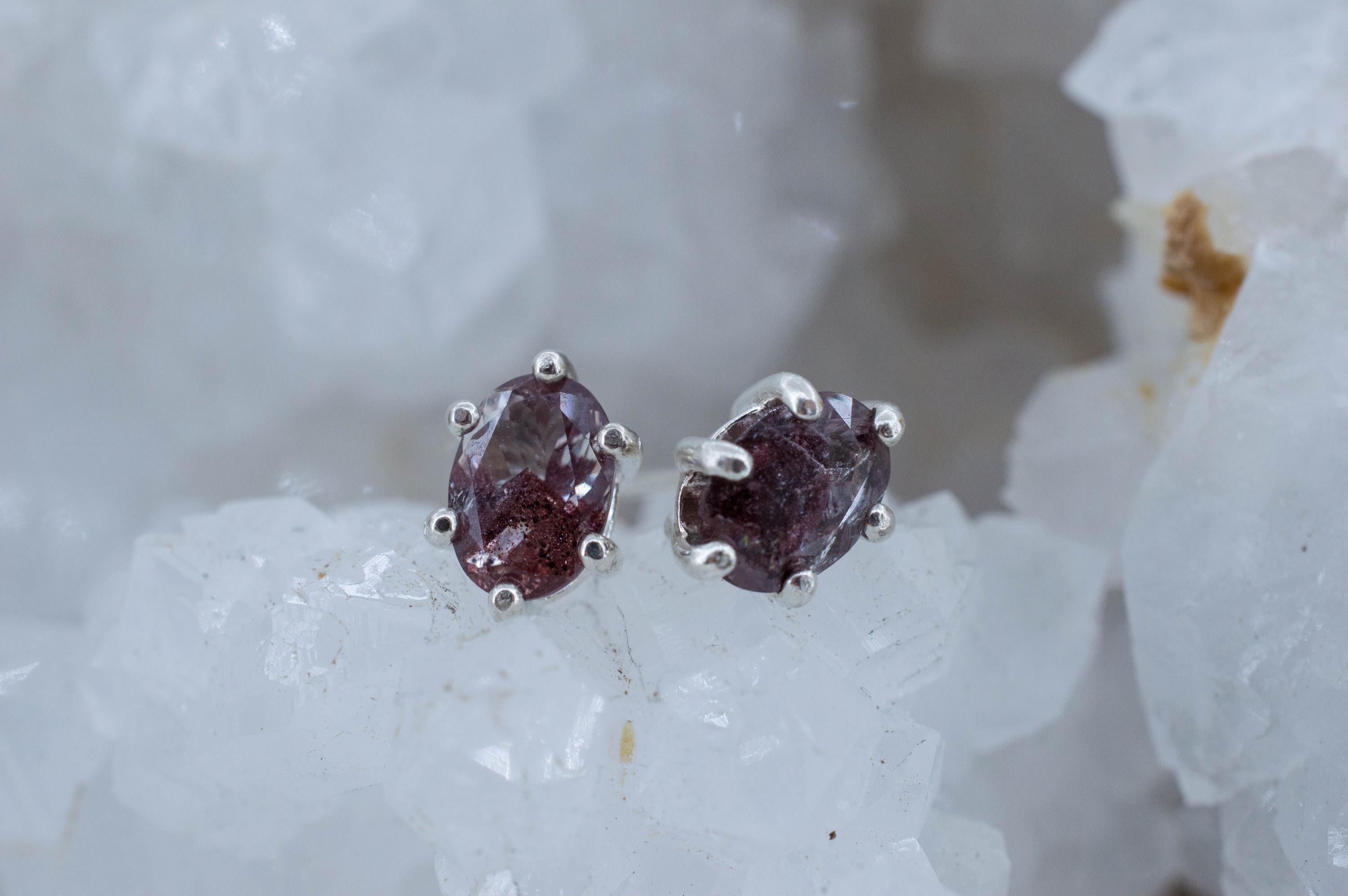 Hematite Quartz Earrings; Natural Untreated India Sunset Phantom Quartz; 1.785cts