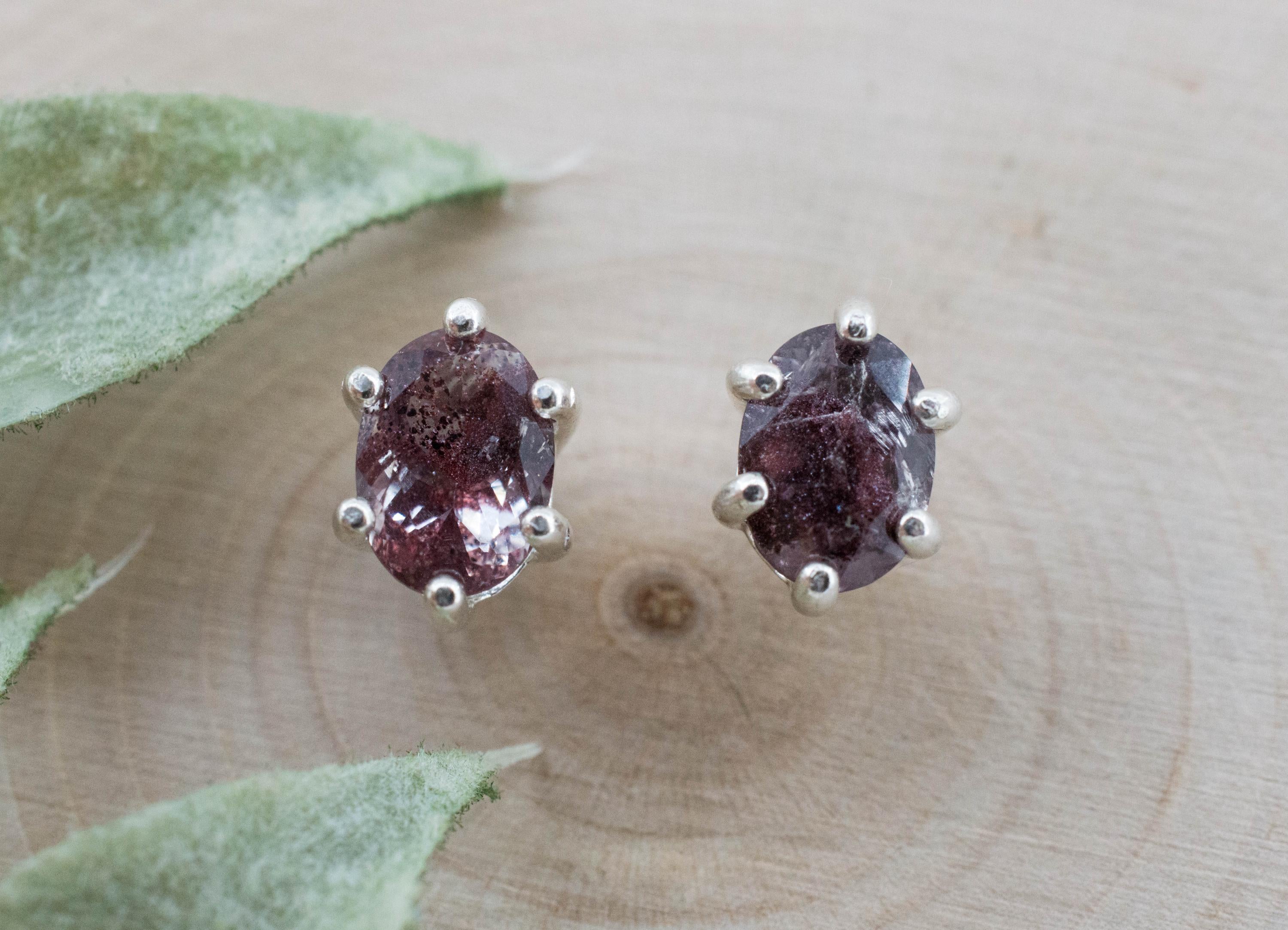 Hematite Quartz Earrings; Natural Untreated India Sunset Phantom Quartz; 1.785cts