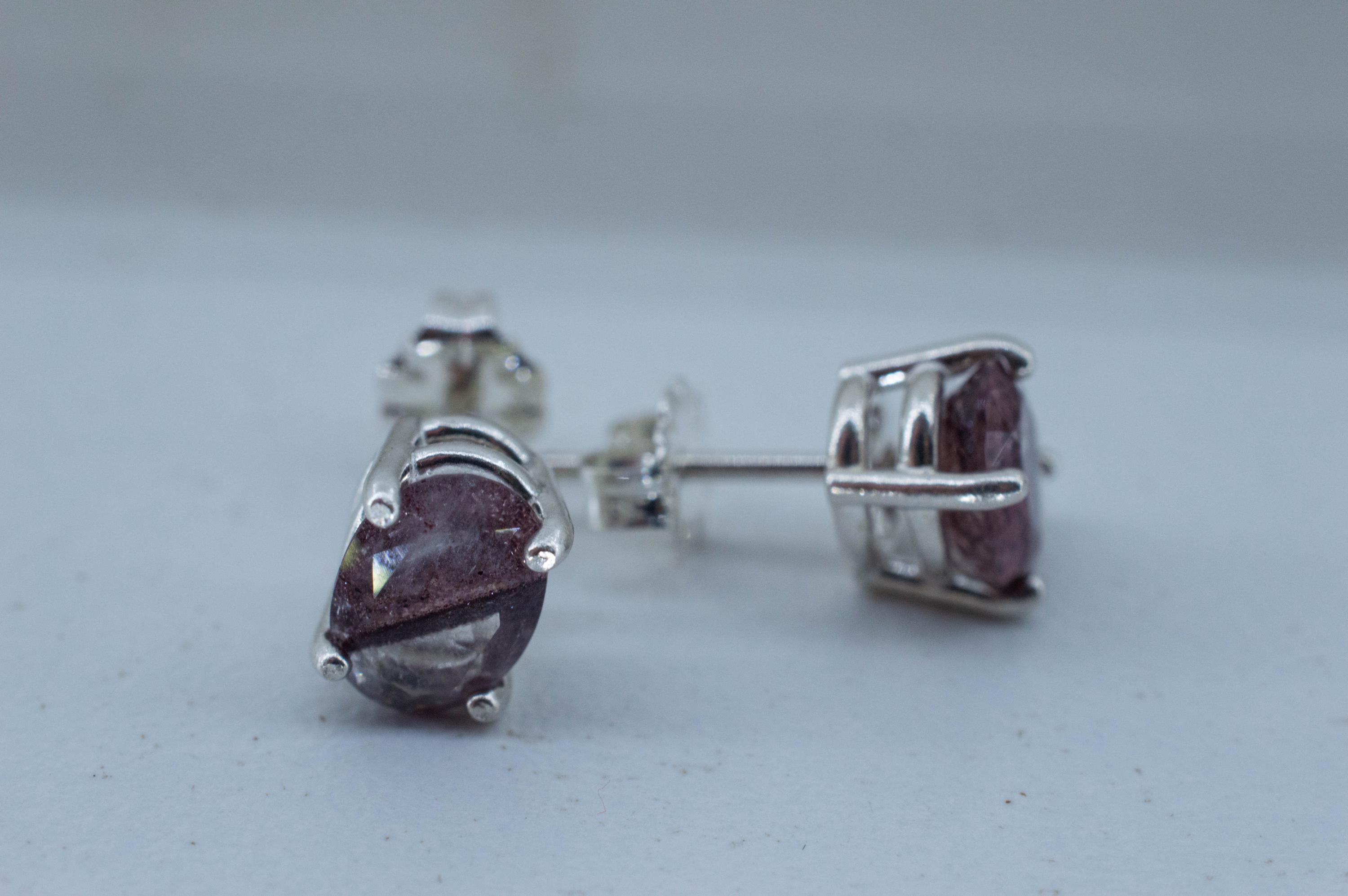 Hematite Quartz Earrings; Natural Untreated India Sunset Phantom Quartz; 2.020cts