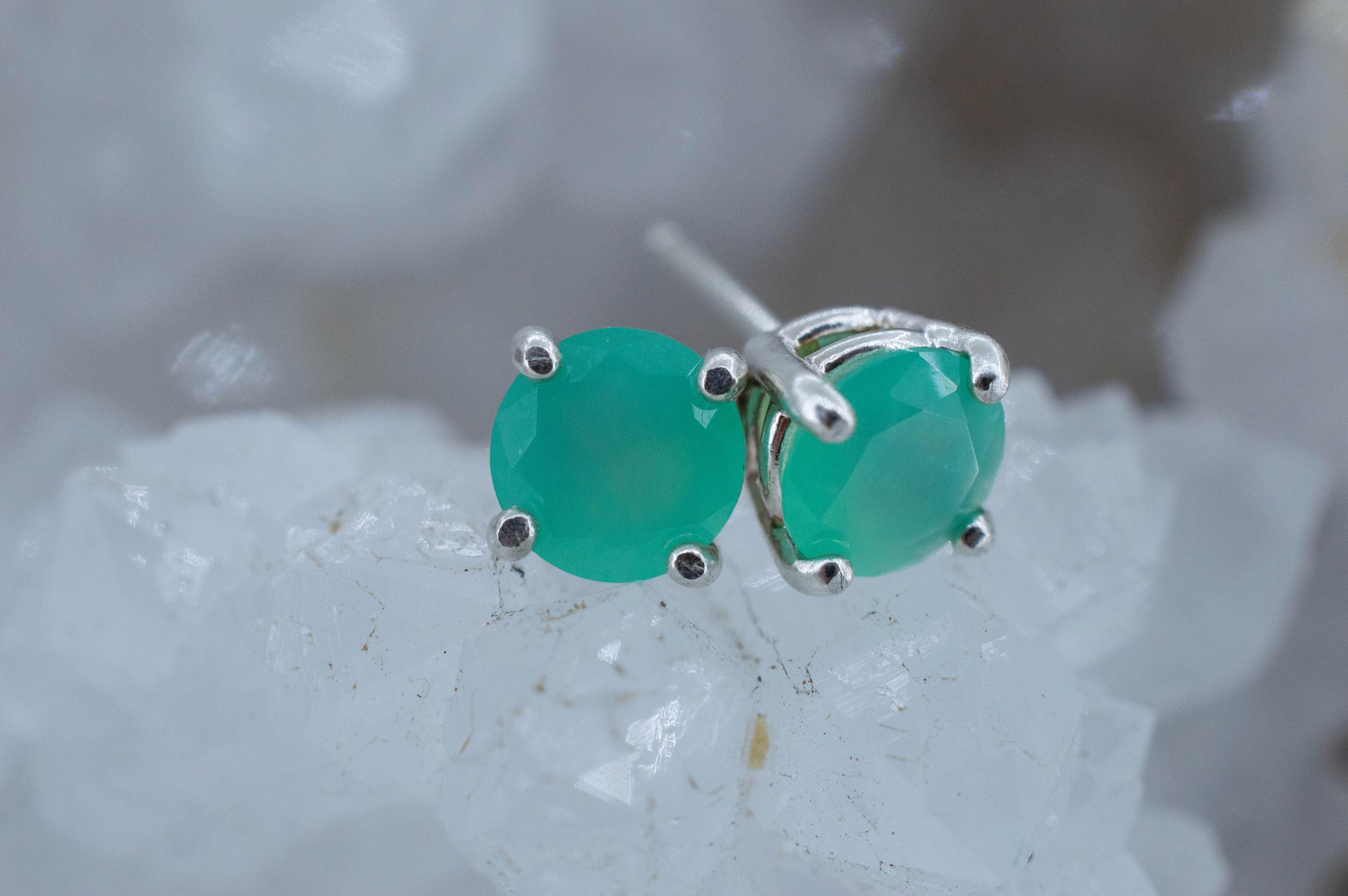 Chrysoprase Earrings, Natural Untreated Australian Chrysoprase; 1.145cts