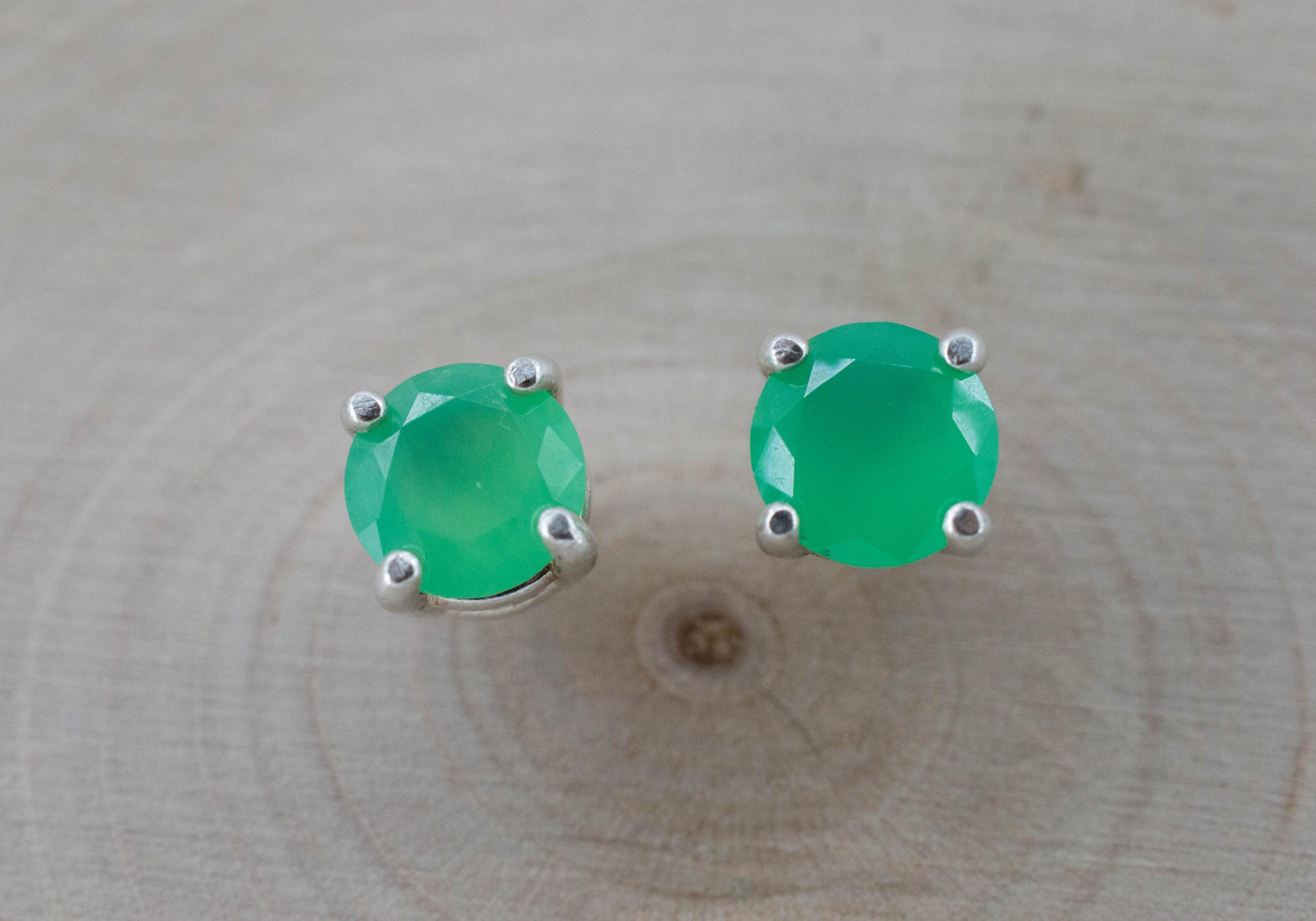 Chrysoprase Earrings, Natural Untreated Australian Chrysoprase; 1.155cts