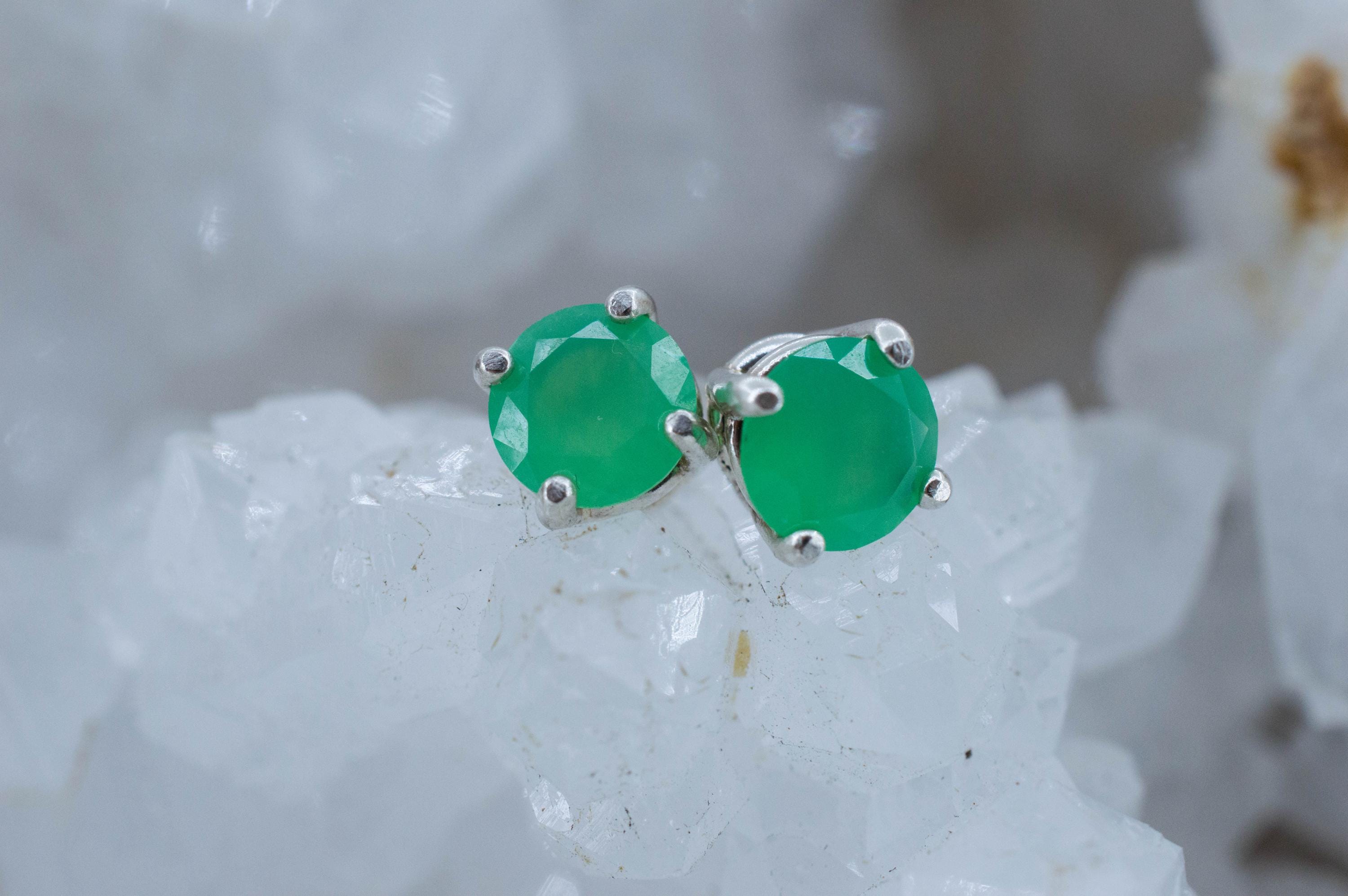 Chrysoprase Earrings, Natural Untreated Australian Chrysoprase; 1.155cts