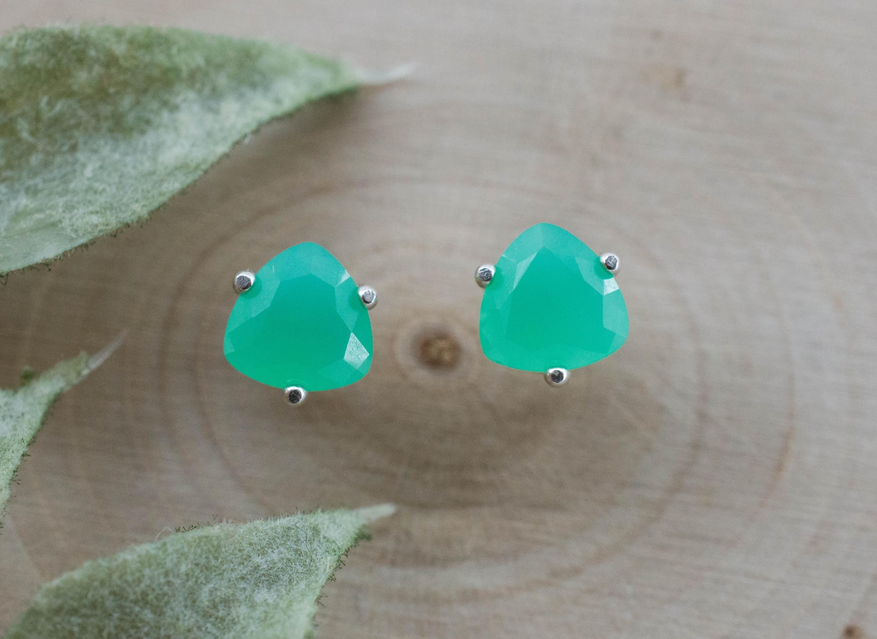Chrysoprase Earrings, Natural Untreated Australian Chrysoprase; 1.415cts
