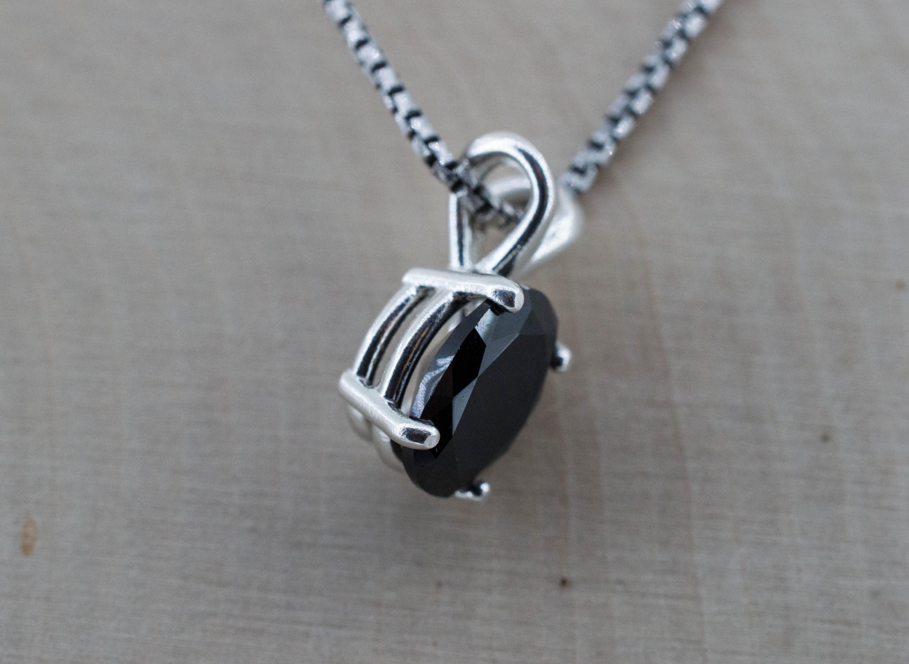 Black Spinel Pendant; Natural Untreated Thailand Spinel; 2.875cts