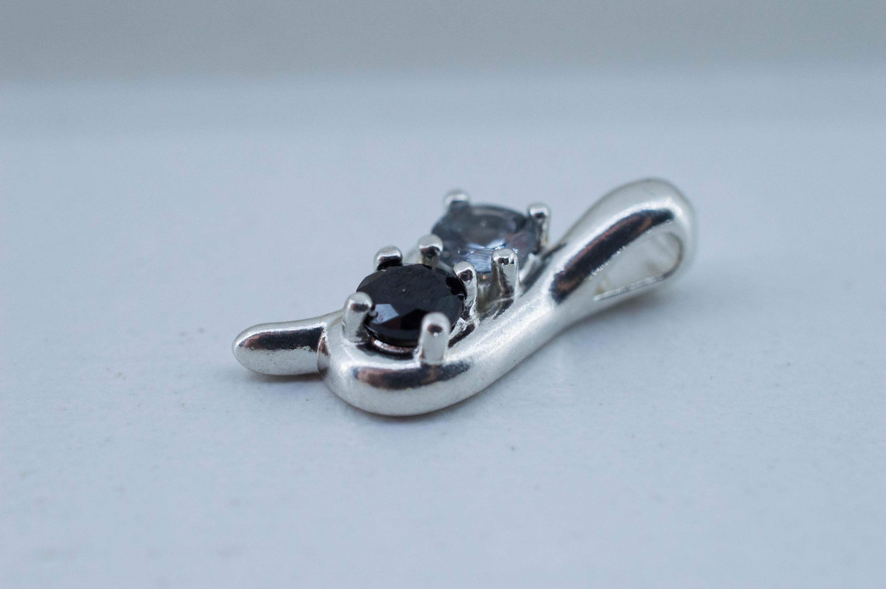 Black and Gray Spinel Pendant; Natural Untreated Thailand and Mozambique Spinel