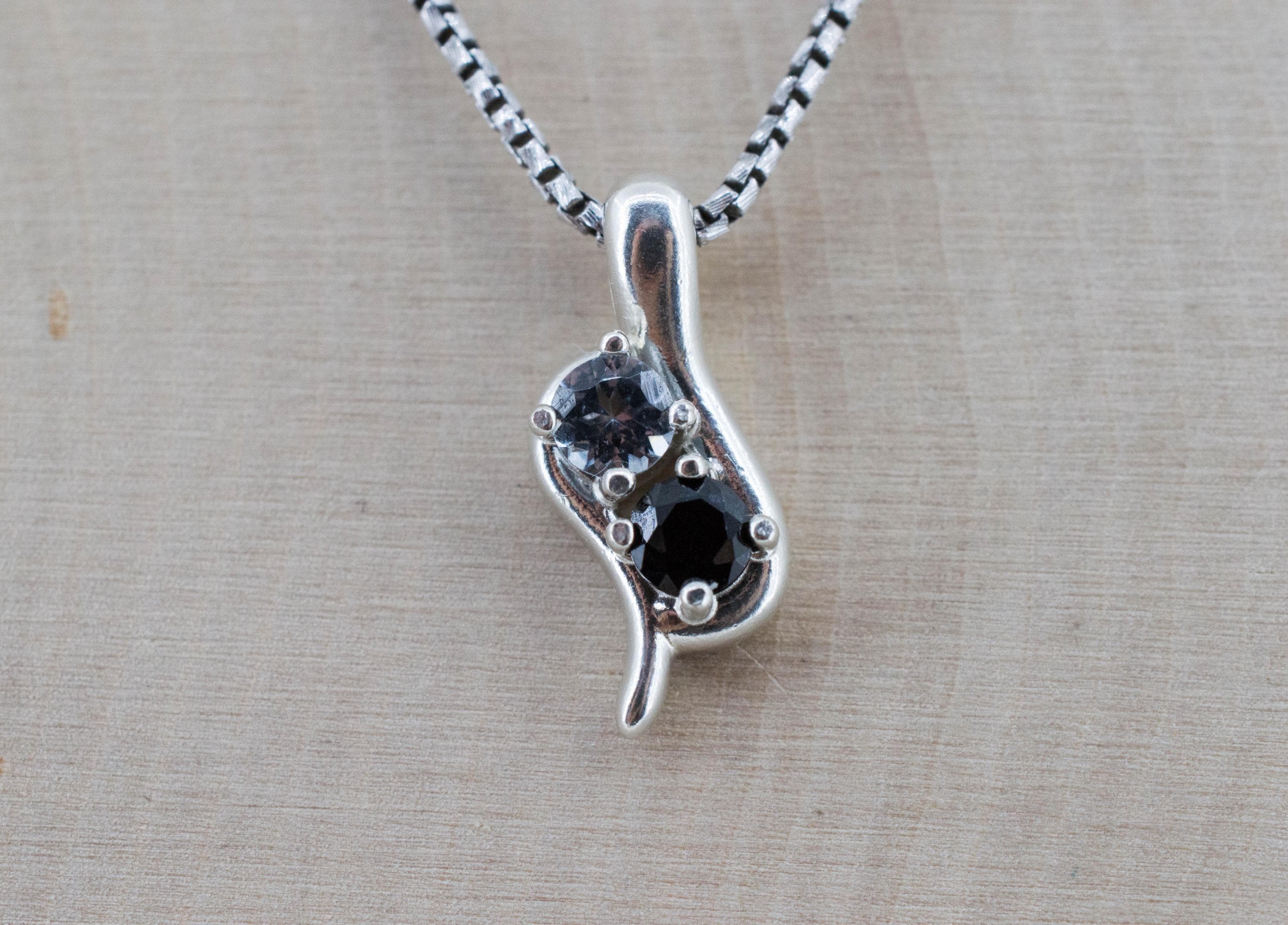 Black and Gray Spinel Pendant; Natural Untreated Thailand and Mozambique Spinel