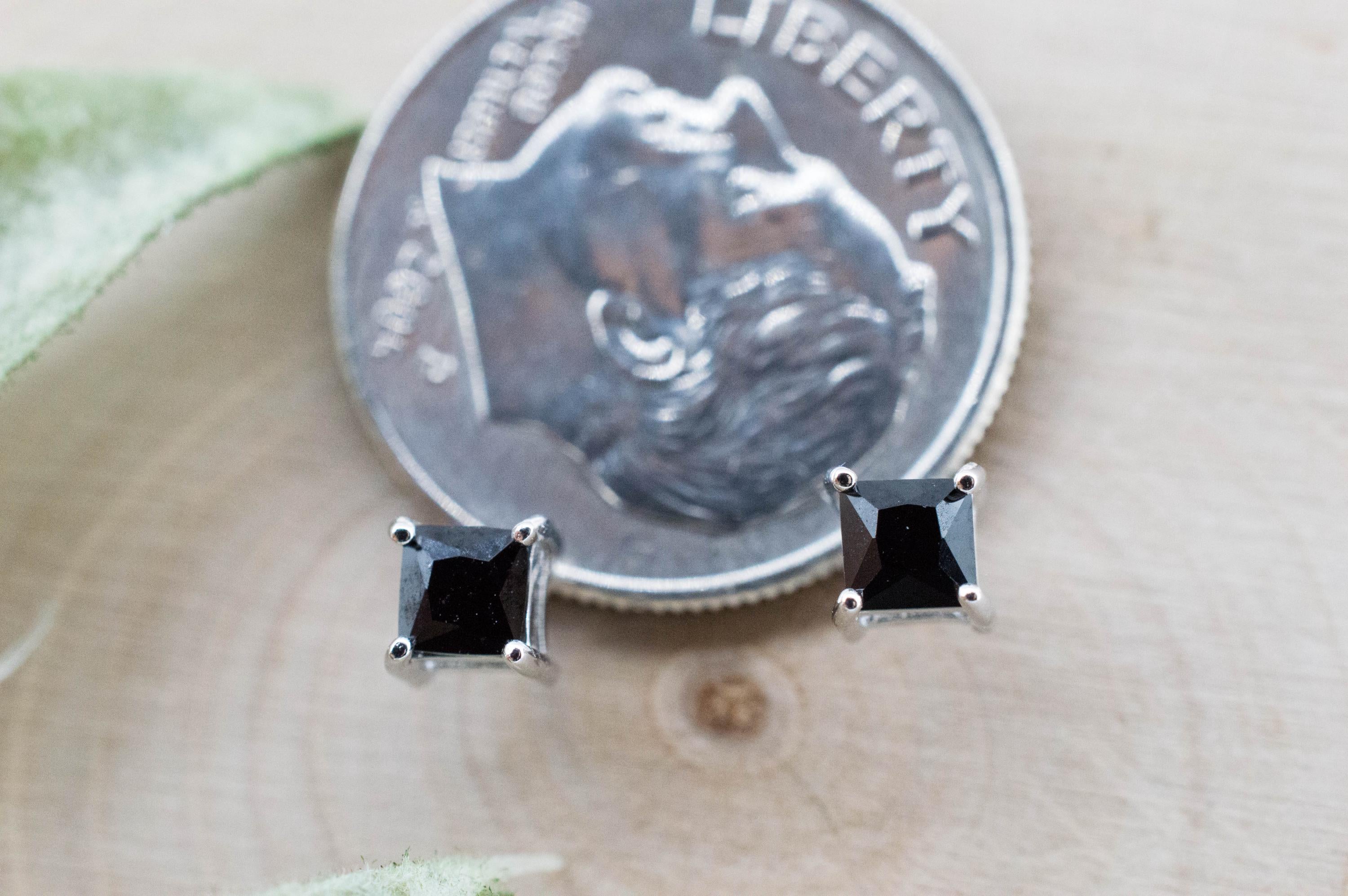 Black Spinel Earrings; Natural Untreated Thailand Spinel; 0.425cts