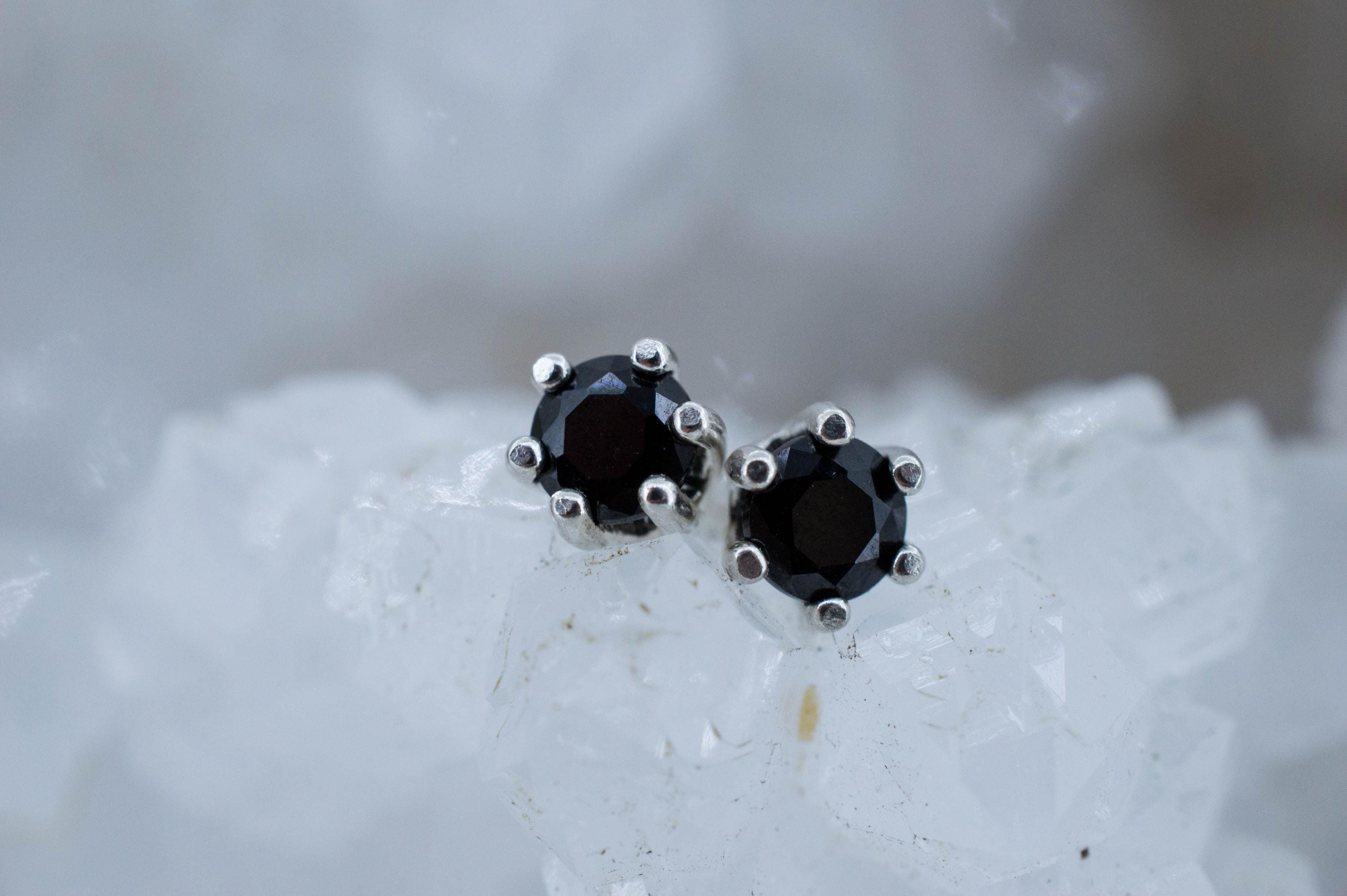 Black Spinel Earrings; Natural Untreated Thailand Spinel; 0.580cts