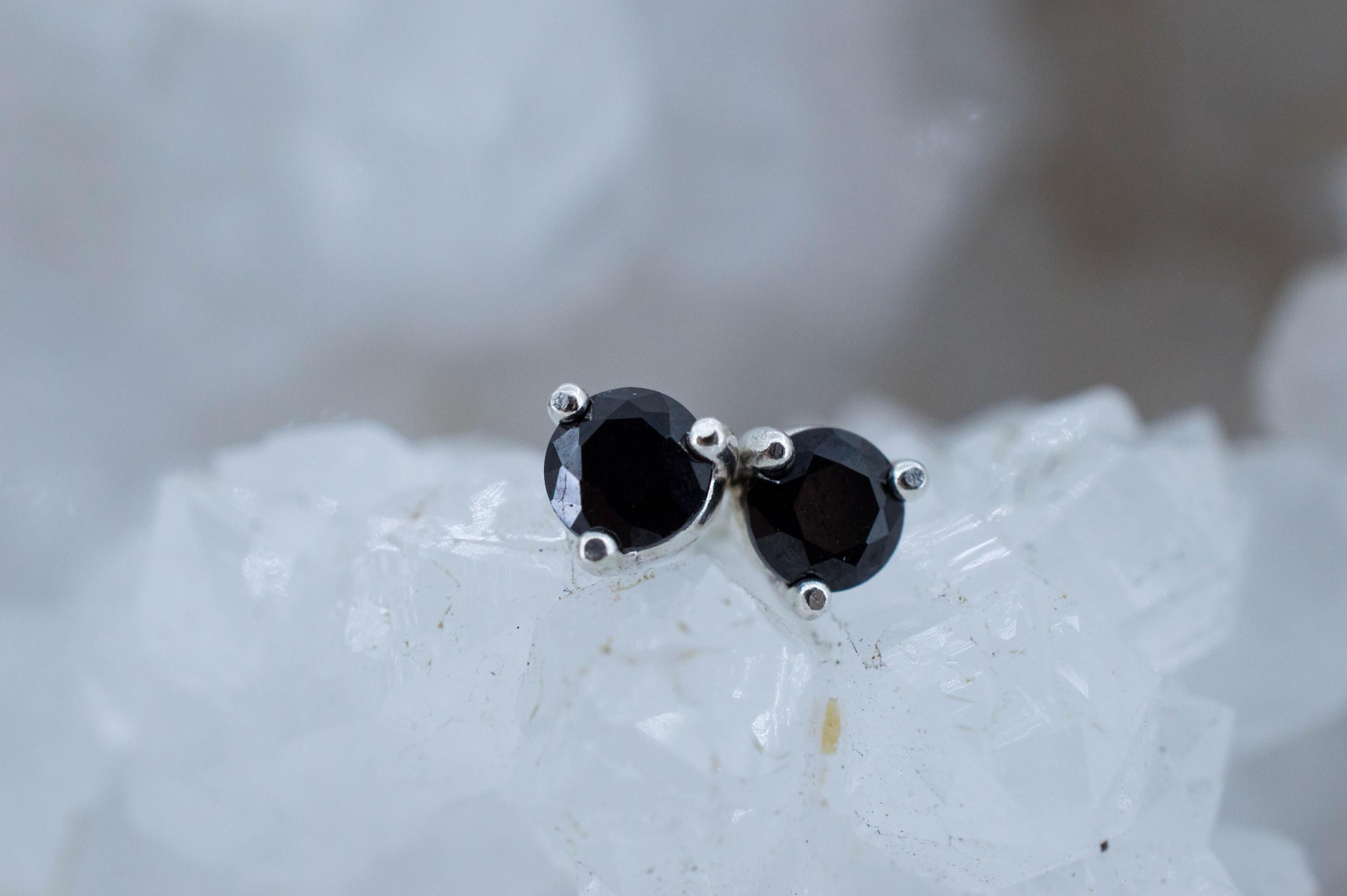 Black Spinel Earrings; Natural Untreated Thailand Spinel; 0.595cts