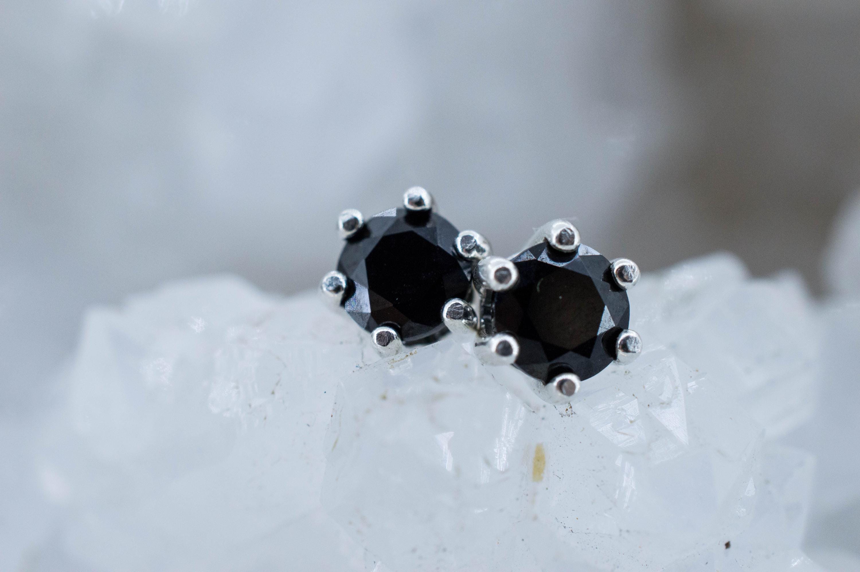 Black Spinel Earrings; Natural Untreated Thailand Spinel; 1.115cts